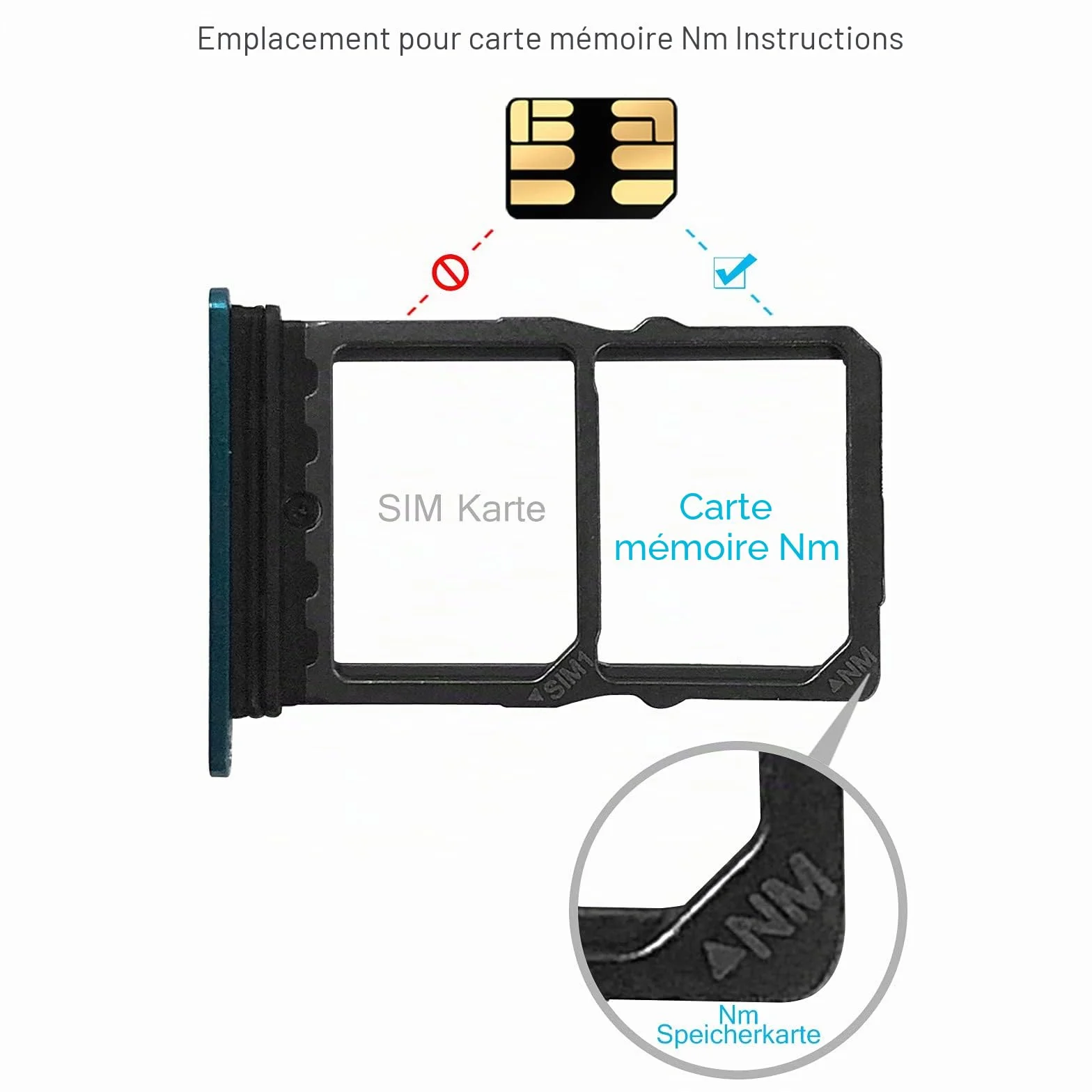 Carte Mémoire NM 128Go 90Mo/s Nano SD Compatible Huawei P30 P40 P50 Mate20 Mate30 Mate40