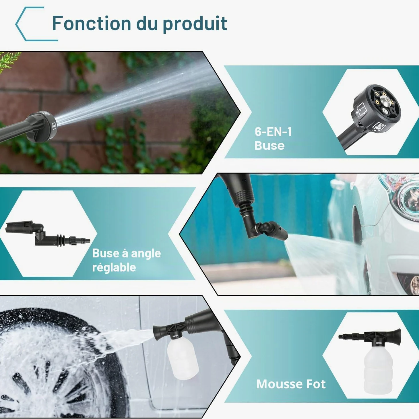 Nettoyeur Haute Pression sans Fil, 21V Max 200 Bar Nettoyeur Haute Pression avec Batterie de 3,0Ah, Press & Clean Pistolet de Lavage avec écran LCD de Puissance et 3 Vitesses (Noir avec 2 Batterie)