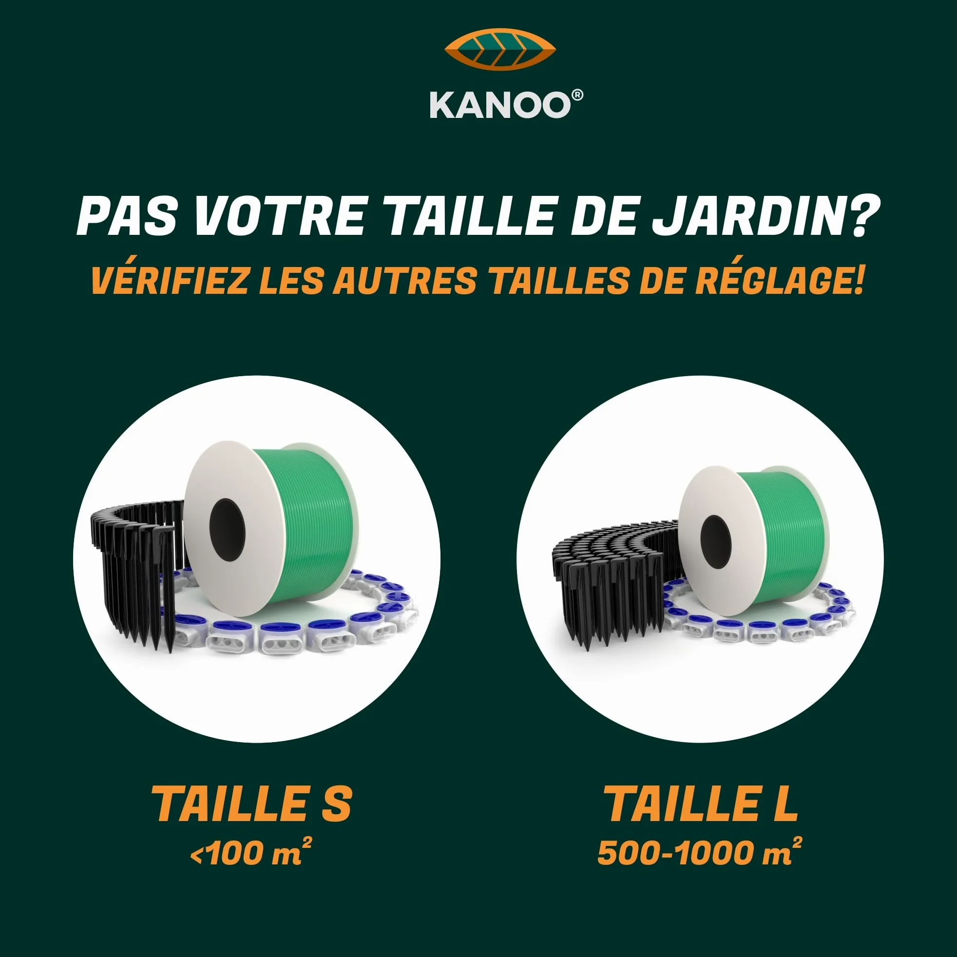 kanoo® Kit d'installation pour robot tondeuse avec câble de délimitation de 150 m + 300 piquets + 20 connecteurs de câble