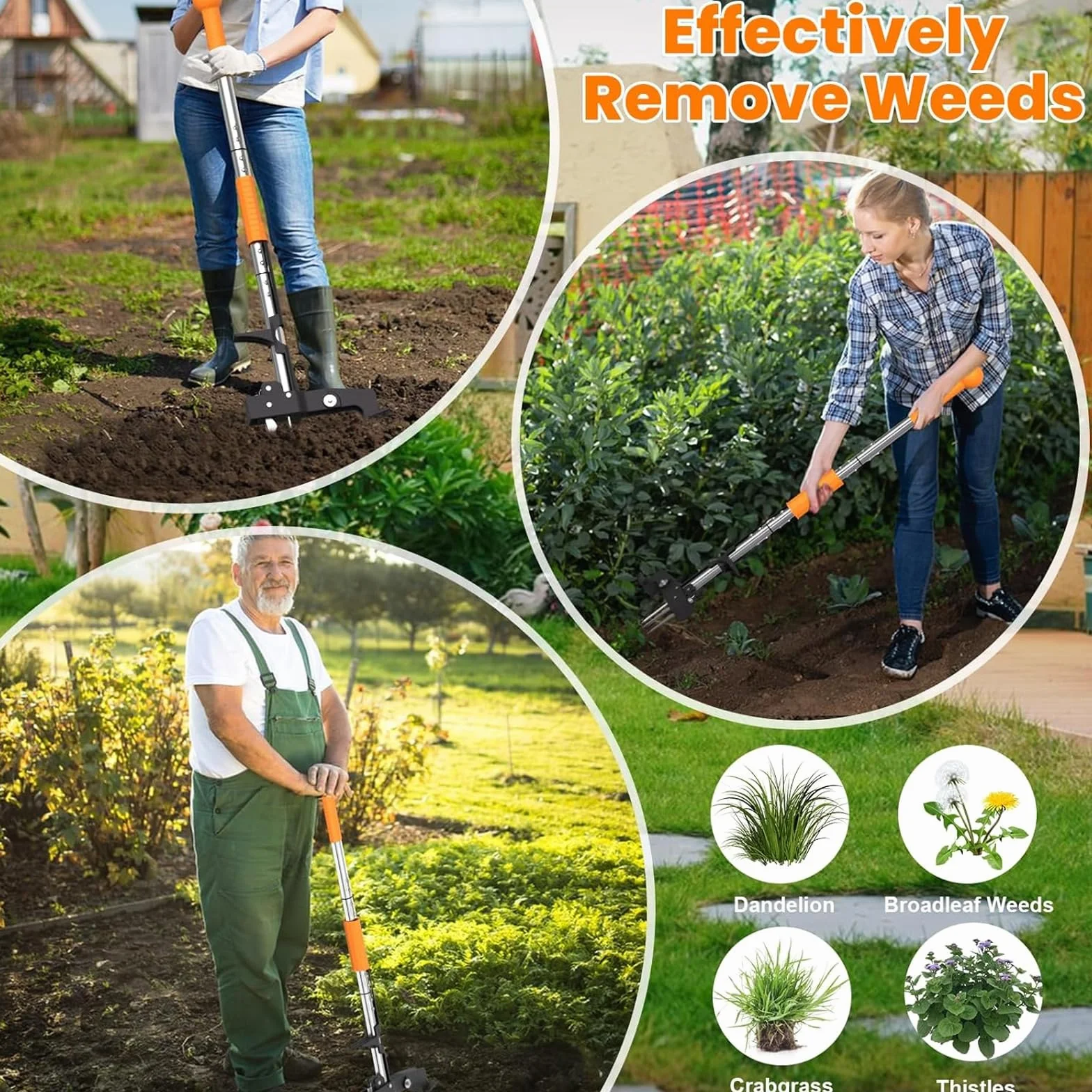 Arracher Les Mauvaises Herbes De Jardin, Outil D'arrachage Vertical, Manche Long Ergonomique, Tête à Quatre Mâchoires En Acier Inoxydable, élimine Facilement Les Mauvaises Herbes De Votre Jardin