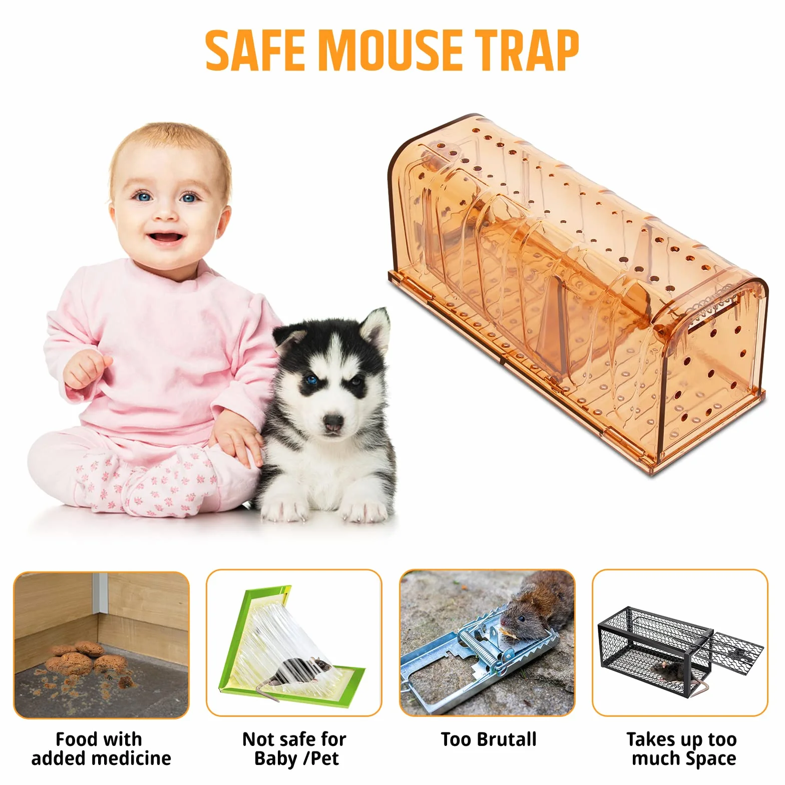 TAKRINK 2P Piège à Souris Humain - Attrape Souris Vivante Réutilisable avec Trou Air