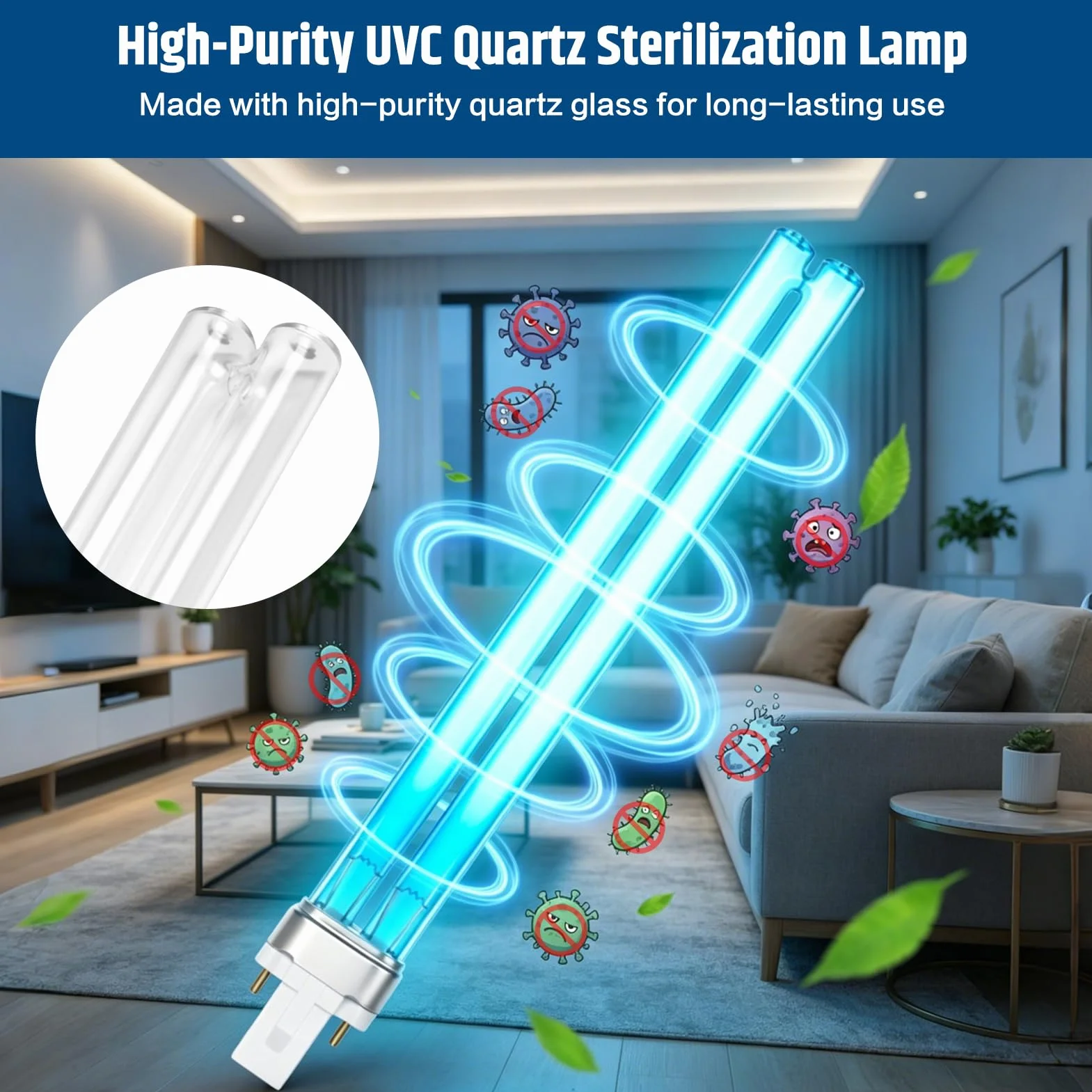Ampoule UV-Desinfektionslampe 11W G23 pour Bassin Aquarium Filtre, Remplacement Désinfection Eau Anti-Algues