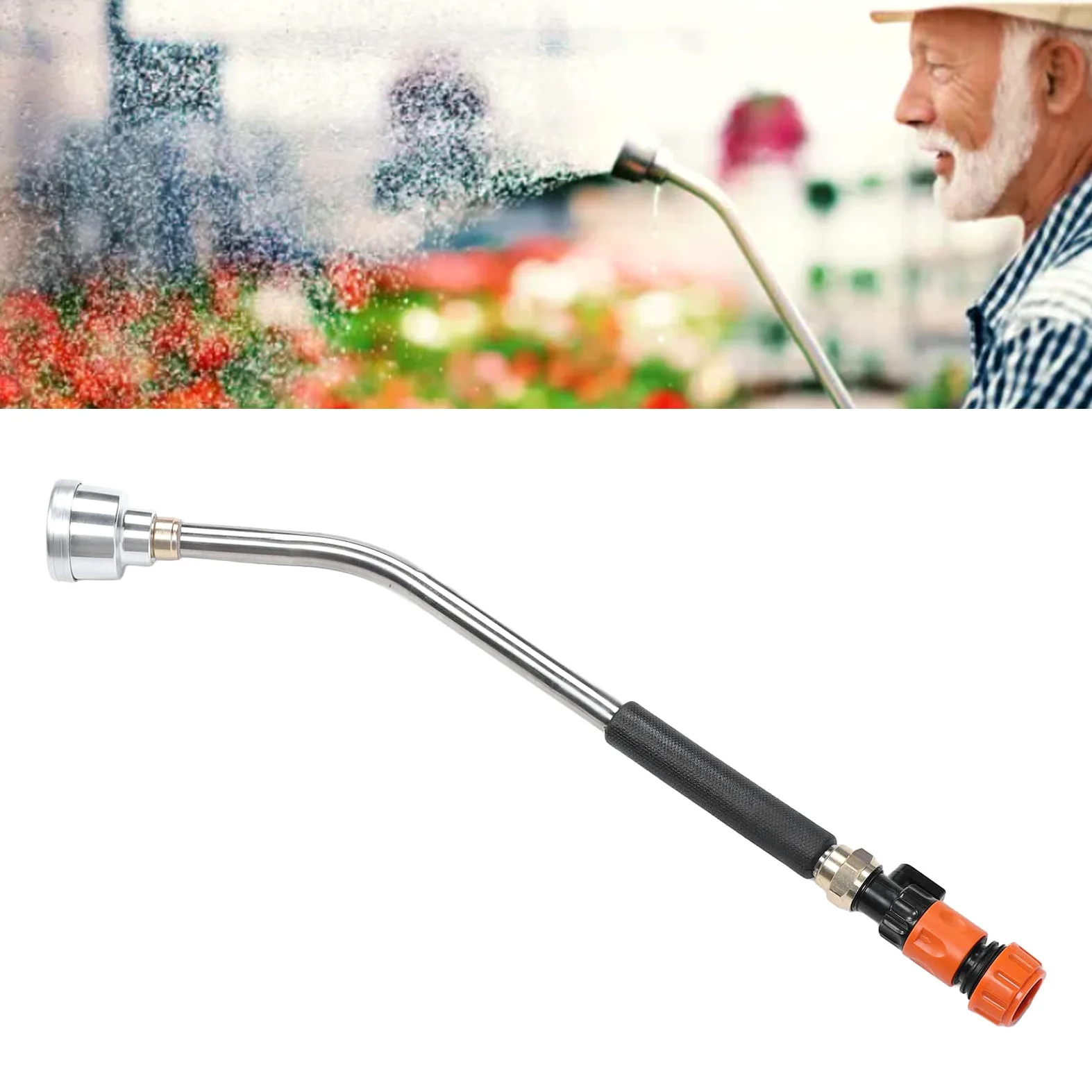 Tuyau D'arrosage D'arrosage Arrosage Légumes Pistolet de Douche Ménage Pépinière Pistolet Agricole Buse en Aluminium Longue pour arrosé (60CM)