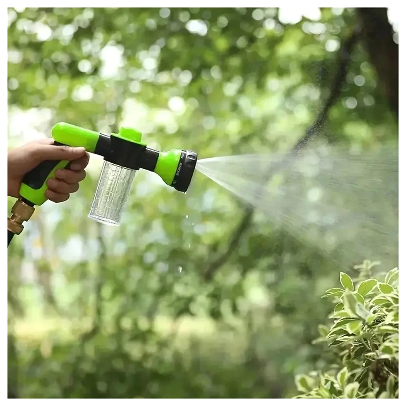 Pistolet d'arrosage avec embout multi-jets, Bec de pulvérisation mousse jardin 8 en 1 avec bouilloire 100 ml, rotatif, bouton, étanche