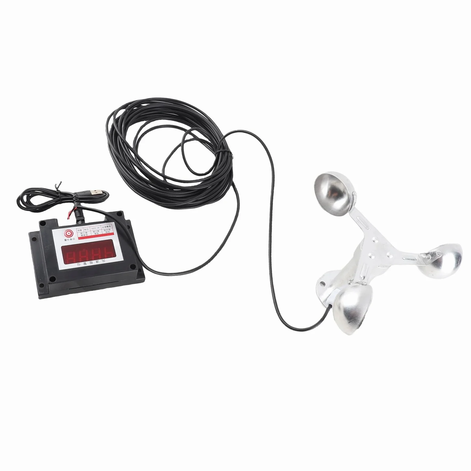 Qcwwy Stations Météorologiques et Accessoires Compteur de Vitesse du Vent à 3 Tasses Alarme Fiable de Vitesse du Vent pour Centrales électriques et Stations Météorologiques Anémomètre de Grue à Tour