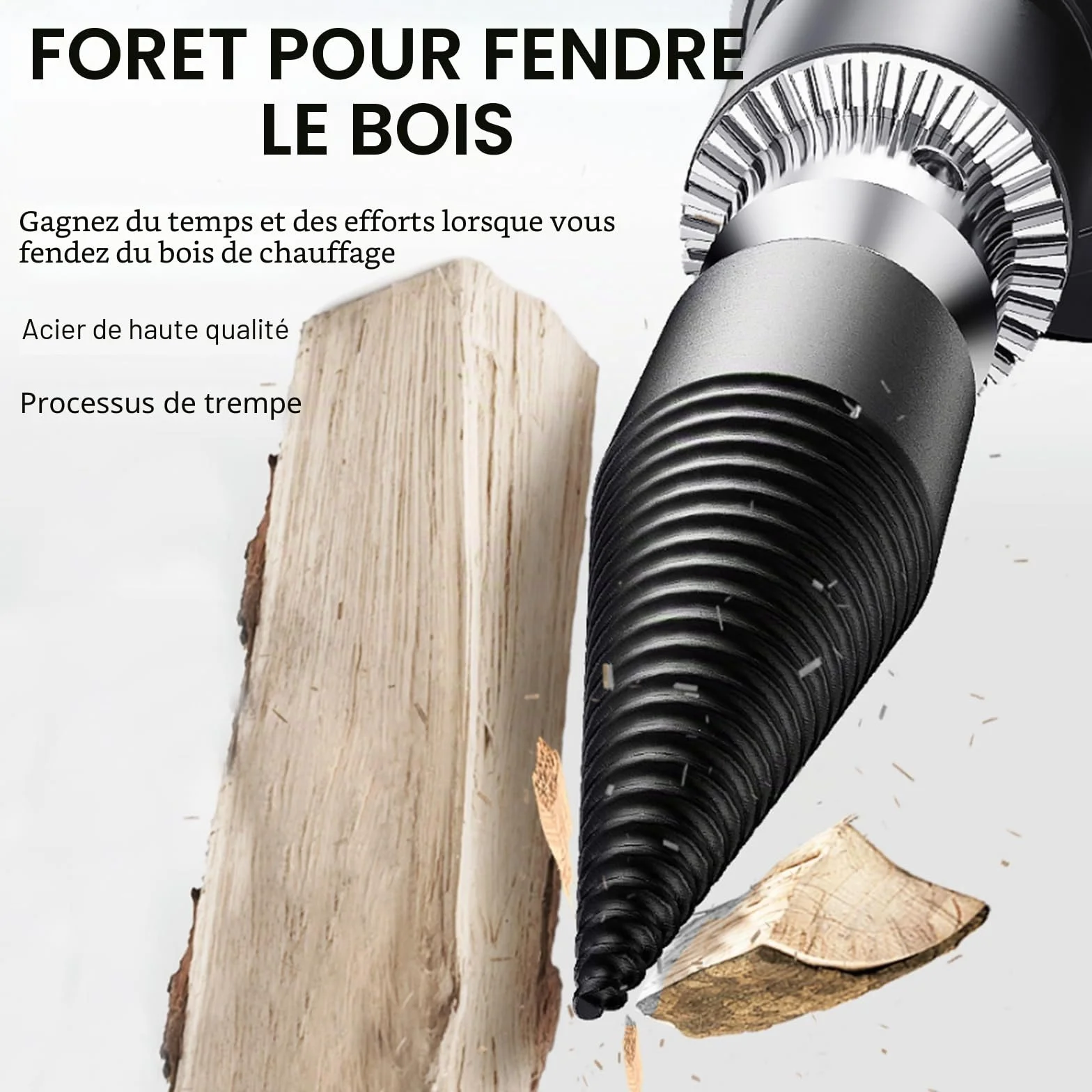 Fendeur de Bûche Cône 32mm 42mm Mèche pour Fendre le Bois Foret à Bois