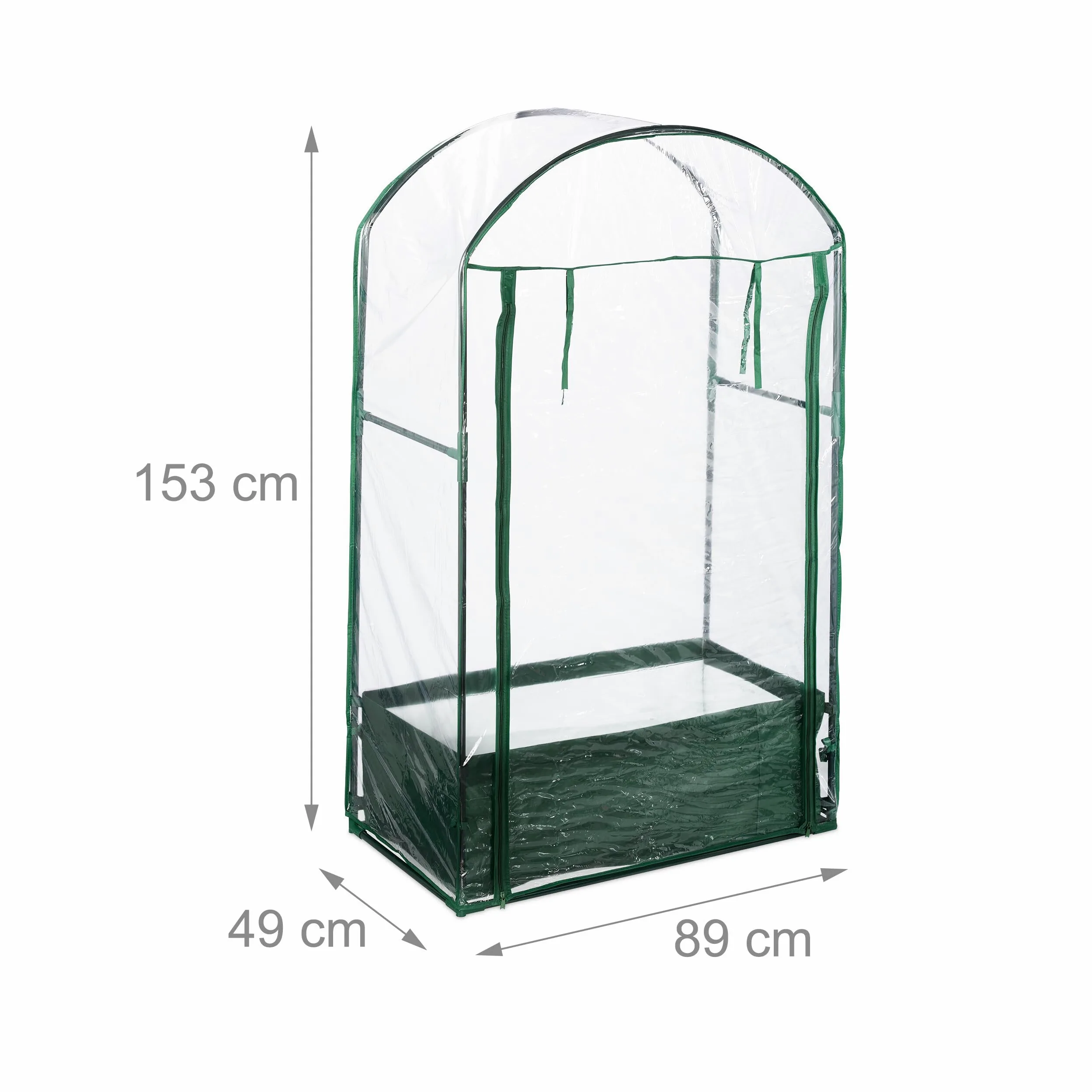 Relaxdays Serre de Balcon avec Sac de Plantation, HLP : 153 x 89 x 49 cm, Film Plastique, PVC & Acier, Transparent/Vert