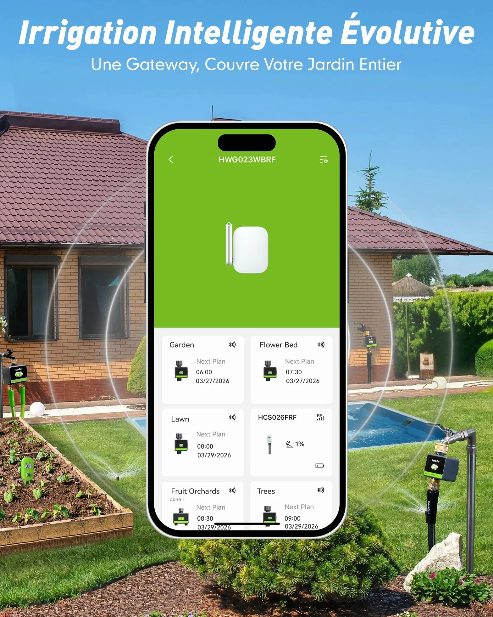 RAINPOINT Programmateur Arrosage WiFi en Laiton, Minuteur Intelligent avec App et Commande Vocale