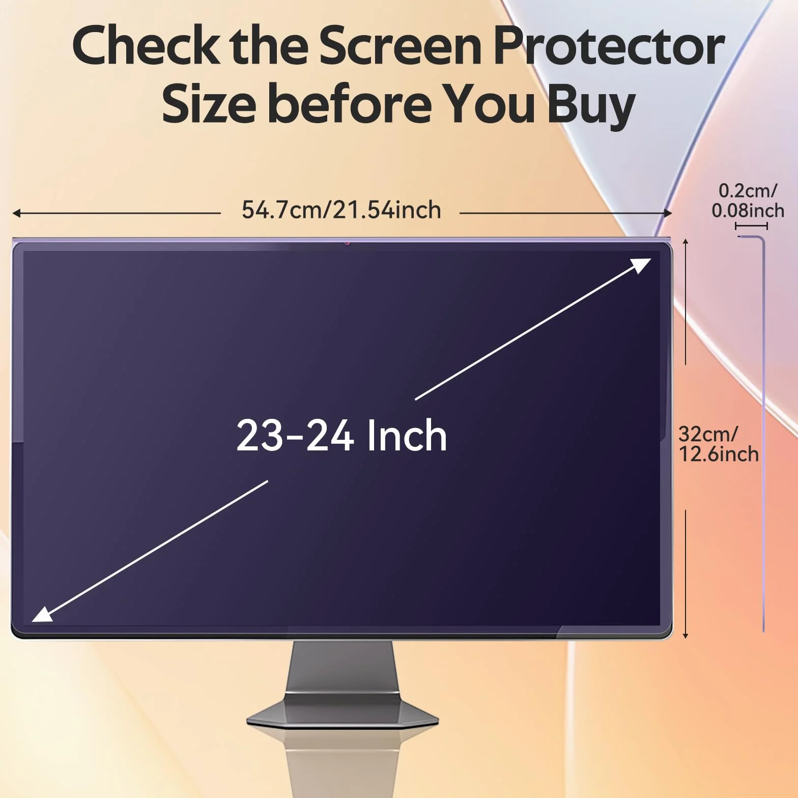 Qoosea 23-24 Pouces Protection D'écran Lumière Bleue Moniteur Ordinateur 547x320mm UV Antireflet 16:9