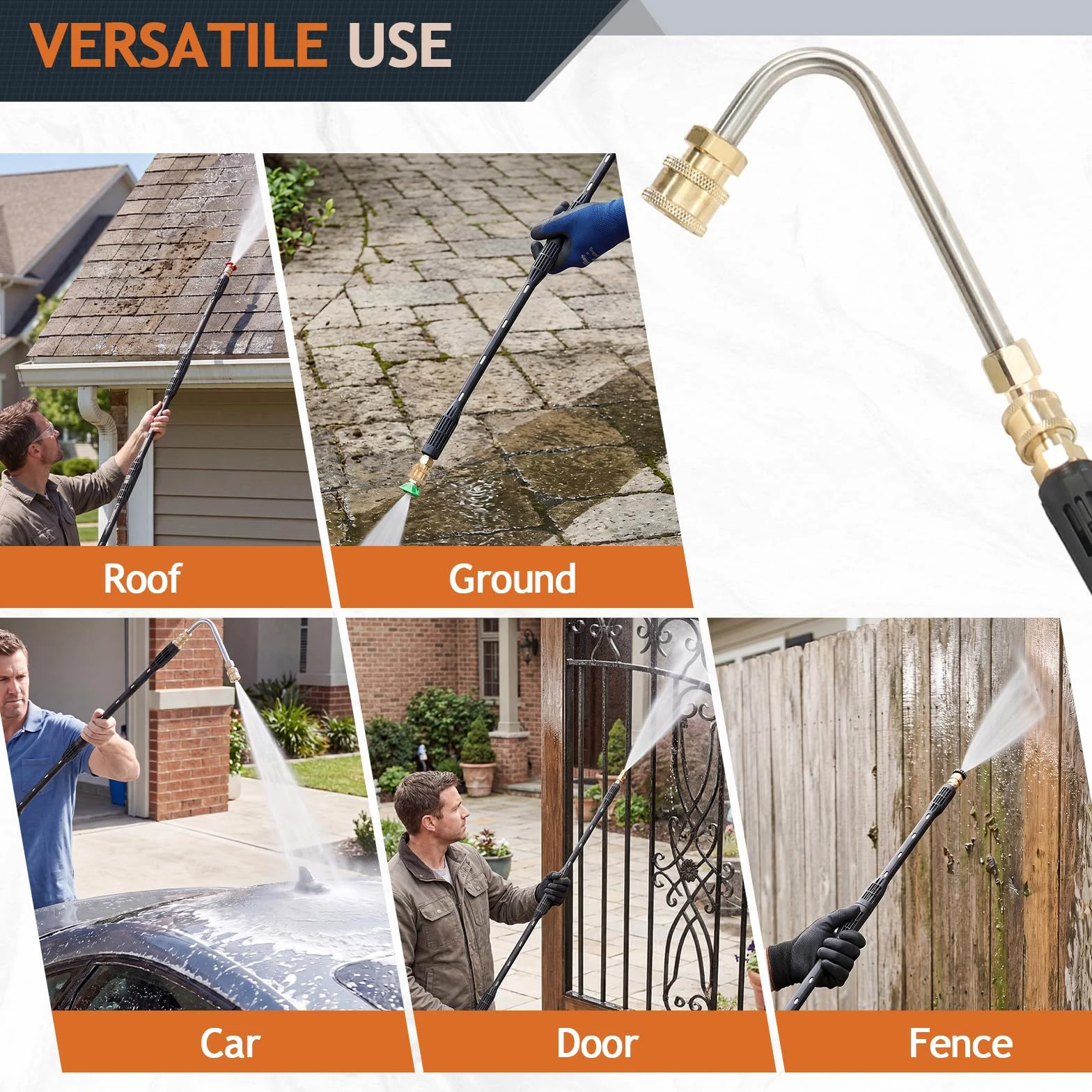 Lot de 9 Rallonge pour Nettoyeur Haute Pression, 4000PSI Outils de Nettoyage de Gouttière avec 6 Embouts de Buse, Lance d'Extension Compatible pour Karcher K2 K3 K4 K5 K6 K7