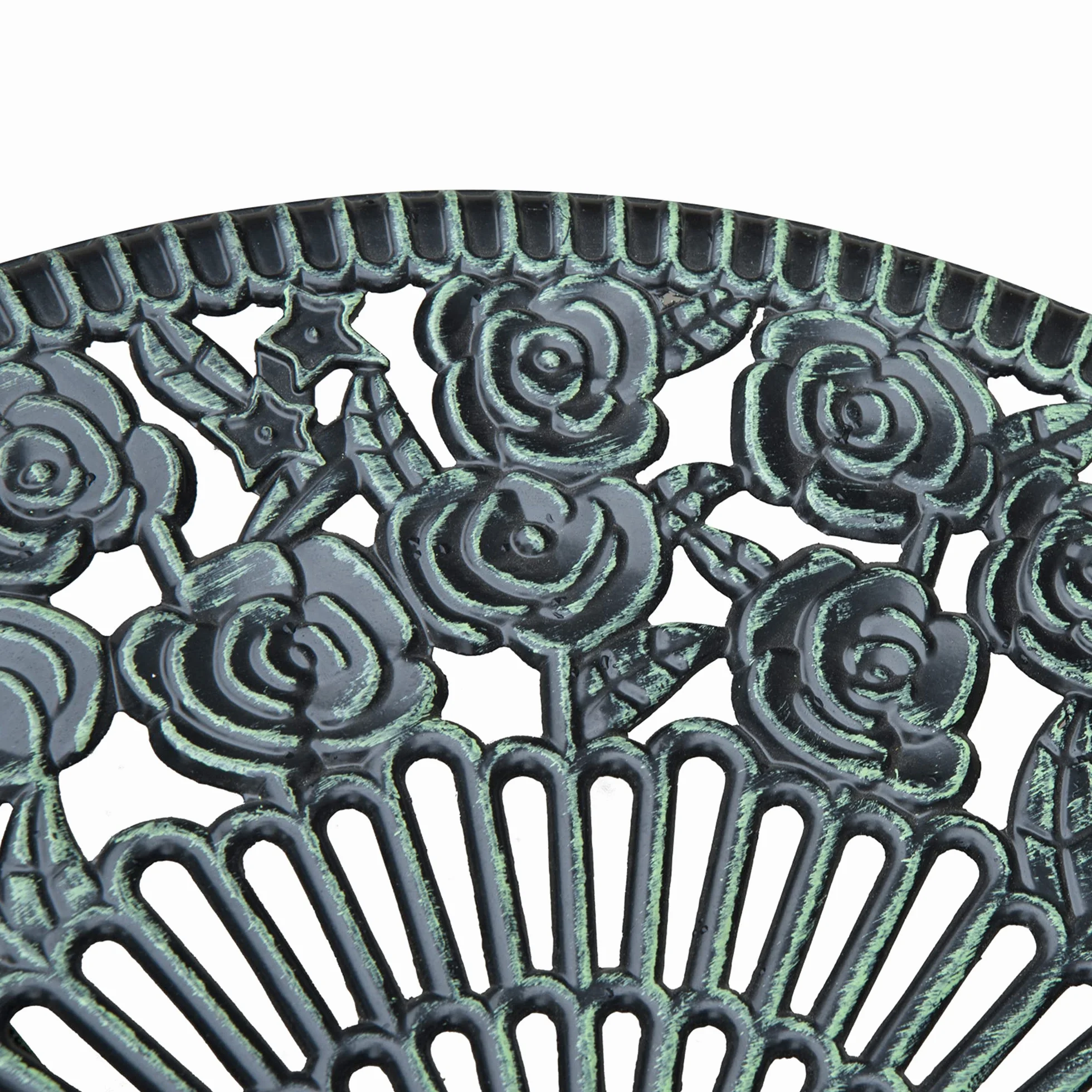 Outsunny Ensemble Salon de Jardin 2 Places Table Ronde Fonte d'Aluminium Vert Vieilli