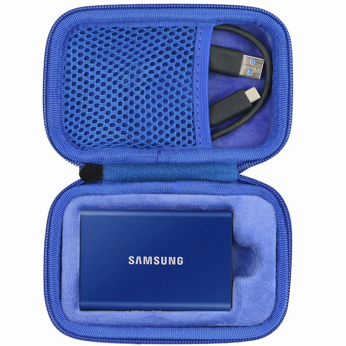 co2CREA Dur Étui de Voyage Rigide Housse Cas pour Samsung T7 / T7 Touch Disque SSD Externe Portable, Bleu