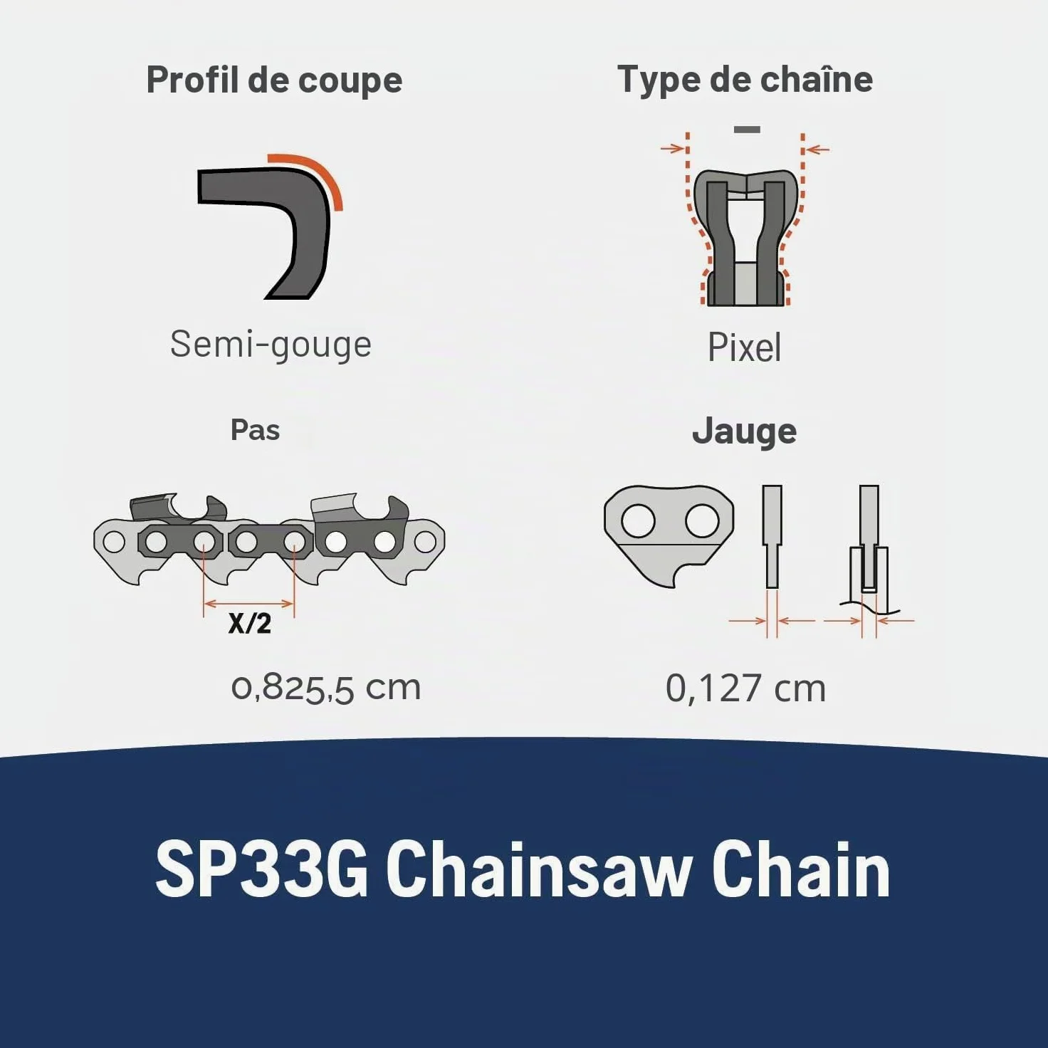 Husqvarna 581643672 SP33G X-Cut .325 .050 72 DL Lot de 3