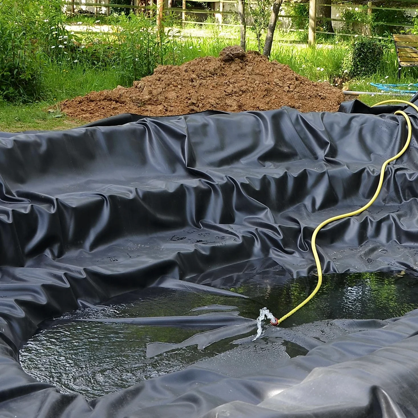 Bassin Exterieur Liner Piscine bache Bassin Exterieur, Bâche en Caoutchouc Noir pour Bassin 5x7m, résistante aux Perforations et aux déchirures, pour bassins de Jardin, étangs à carpes koï,