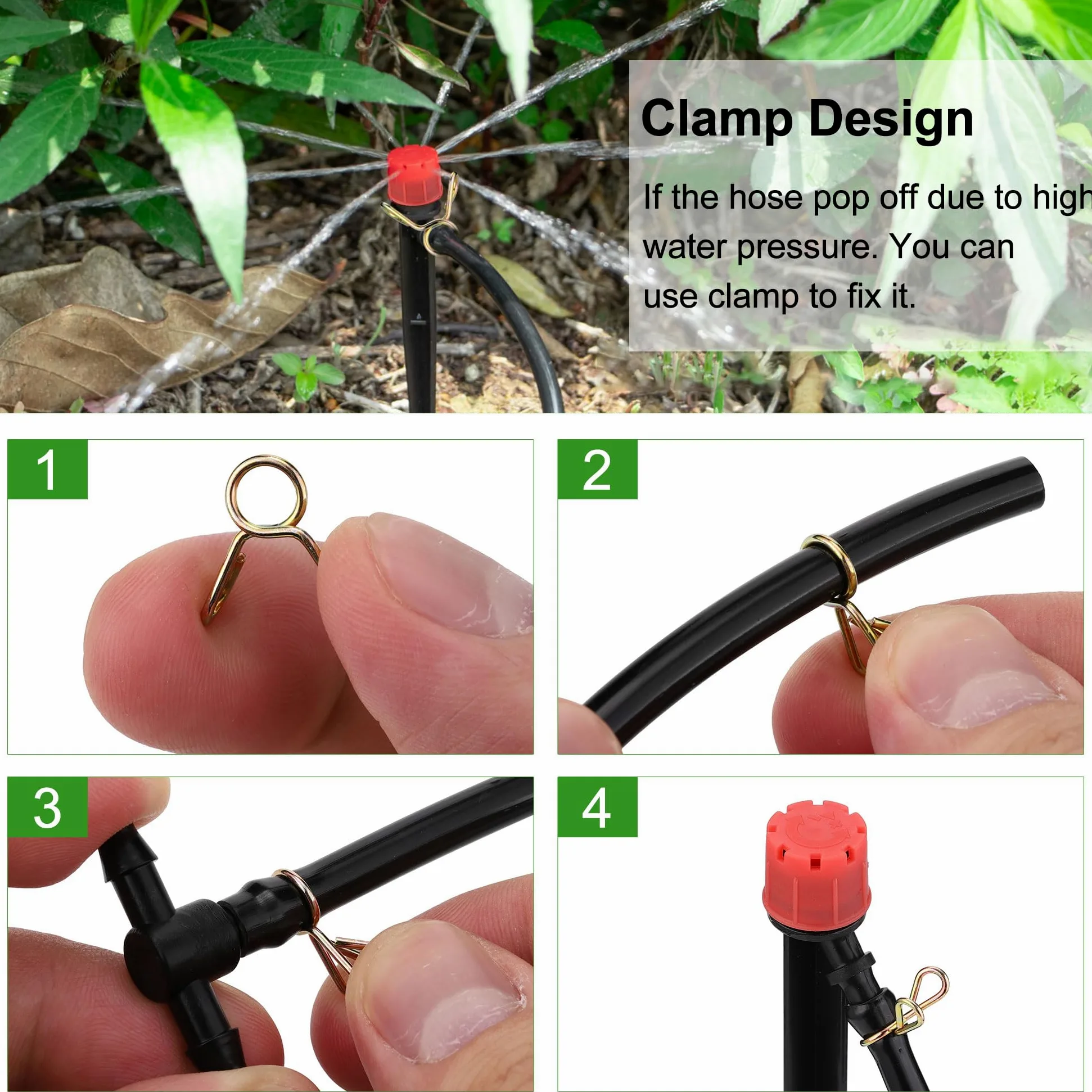 Kit de 90 systèmes d'irrigation goutte à goutte, système d'arrosage automatique à connexion rapide avec buses réglables et arroseurs pour serre de jardin, fleurs, pelouse, plantes en pot