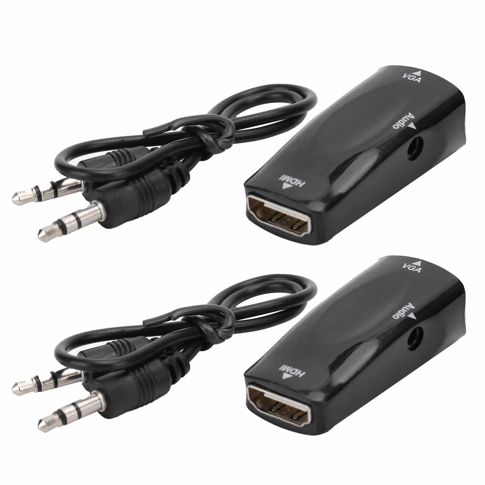 Goshyda Adaptateur HDMI Femelle vers VGA, Convertisseur Vidéo 1080P avec Câble Audio 3,5 mm