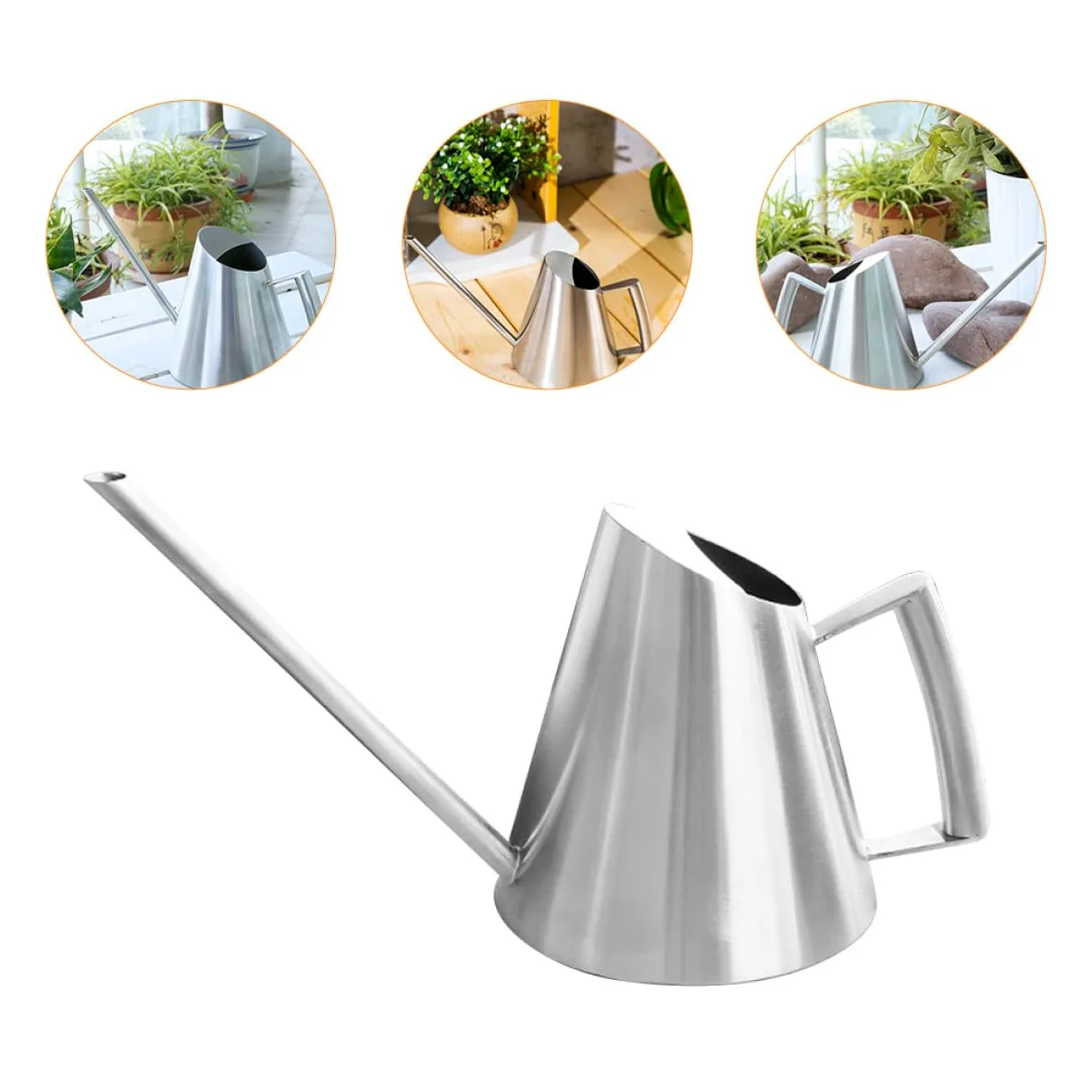 Arrosoir Long Bec en Acier Inoxydable pour Jardinage 900ml Design Vintage Léger pour Fleurs et Plantes D'intérieur et D'extérieur