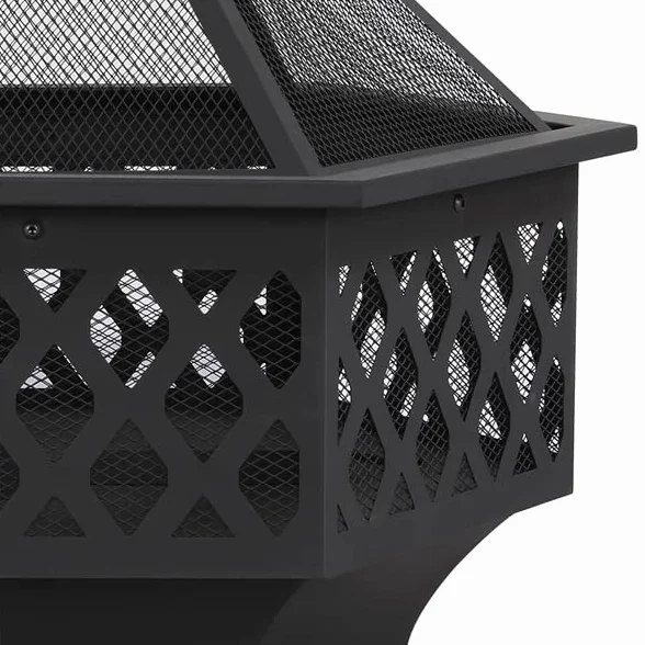 Yaheetech Brasero Exterieur Hexagonal 61 cm L x 62 cm H Foyer Poêle Chauffage à Charbon de Bois pour Jardin Terrasse