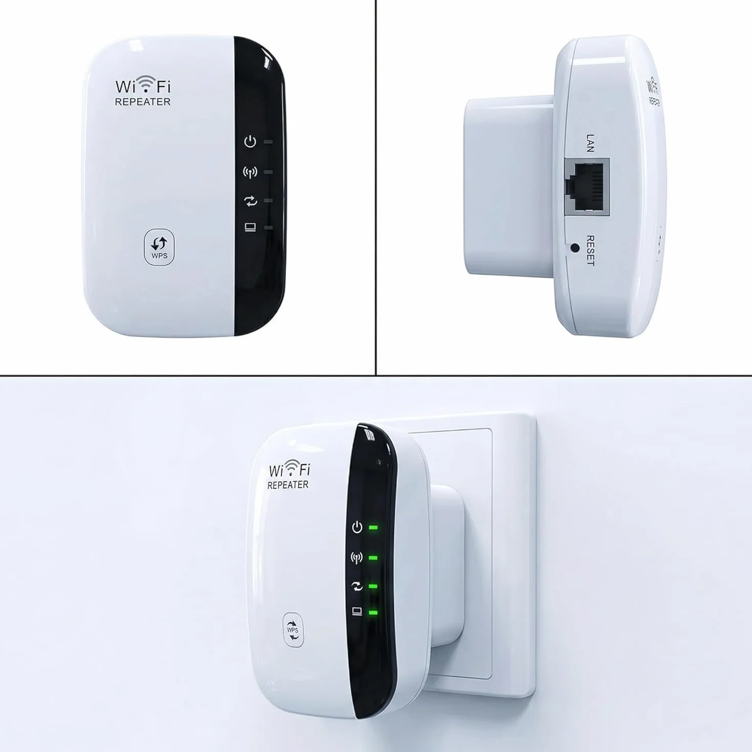 Amplificateur WiFi répéteur 300 m² 45 appareils Port Ethernet Installation Rapide Prise européenne