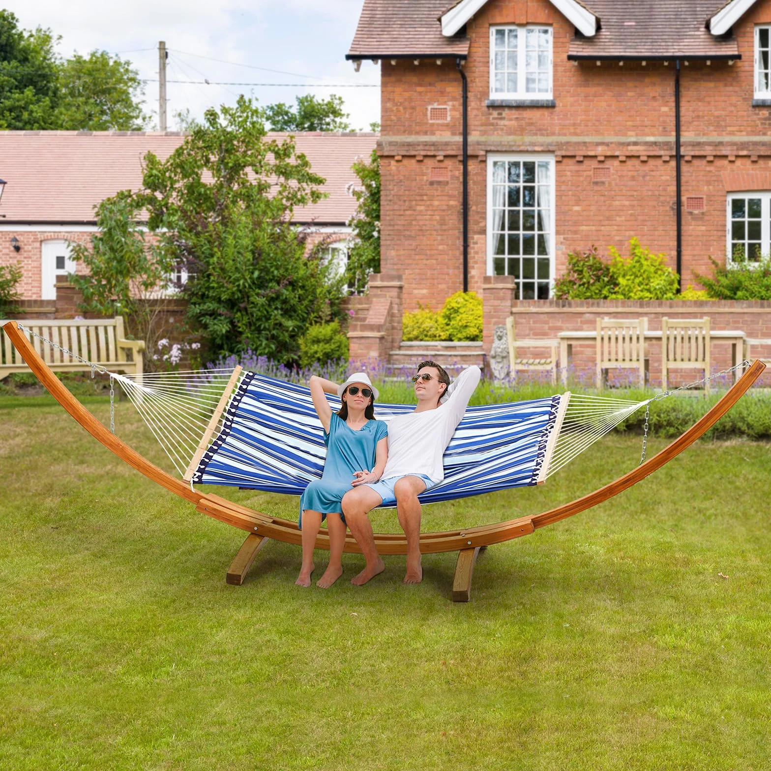 VEVOR Support de Hamac en Bois, Charge 215 kg, Cadre Universel pour Hamacs 2,8-3,9 m, Réglable