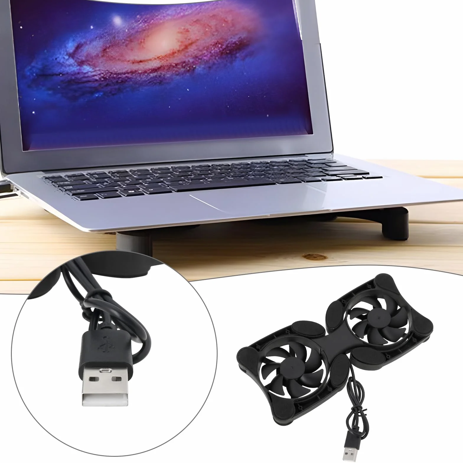 OTOTEC Lot de 2 Mini Ventilateurs Ordinateur Portable 7-15 Pouces Tapis Refroidissement USB Double 19x8,7 cm