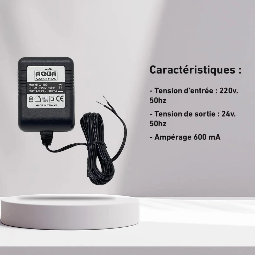 Transformateur 220V à 24V 1.8m pour Programmateur d'Arrosage de Jardin