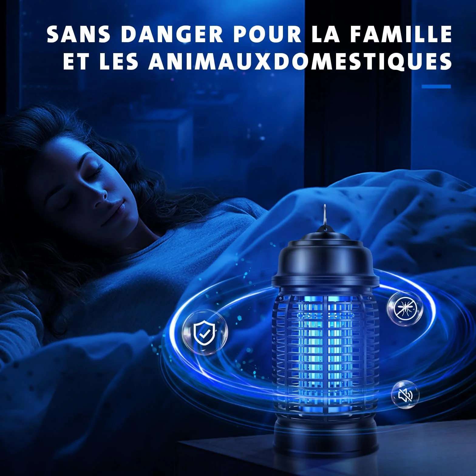 Lampe Anti Moustique 20W UV Tue Mouche Electrique 360° Tueur d'Insectes IPX4 pour Camping Intérieur Extérieur