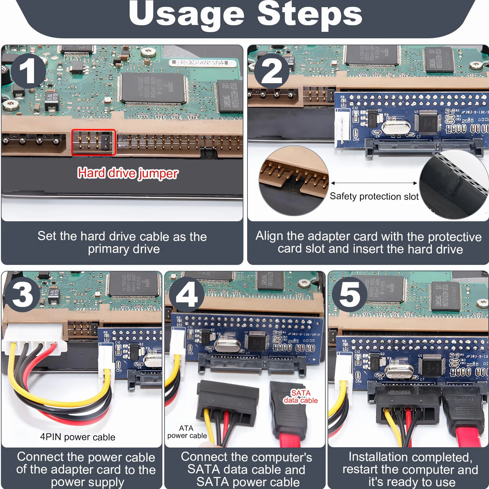Adaptateur IDE SATA Convertisseur 40 Broches vers SATA Femelle pour Disque Dur 3,5"