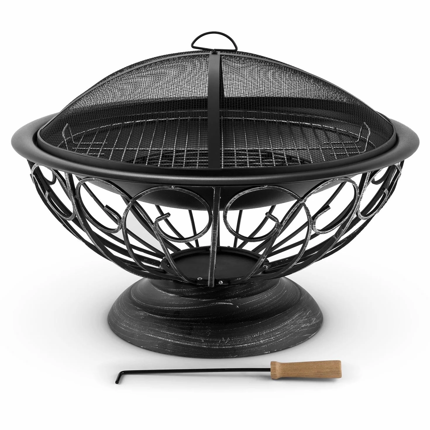 Blumfeldt Brasero de Jardin 75 cm Foyer Large Grille 60 cm Barbecue Tulip Noir