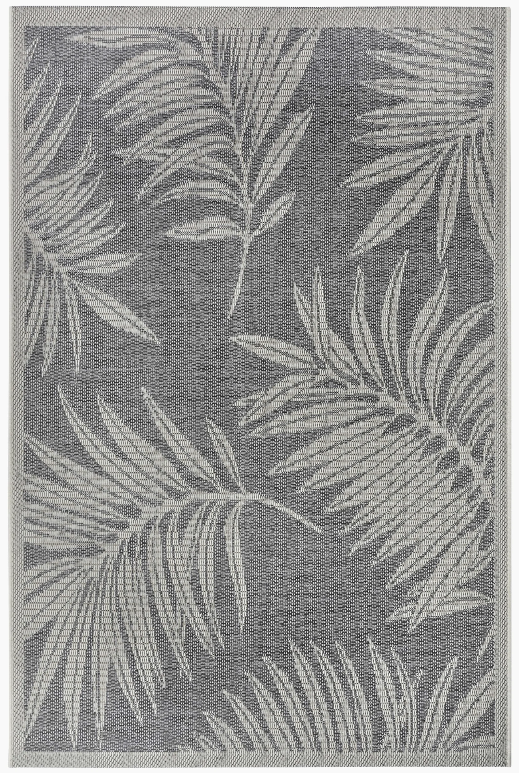 Hanse Home Paru Tapis d'extérieur résistant aux intempéries - Motif Palmiers Moderne - Design Floral - Imperméable et Robuste - Tissage Plat - pour Jardin, Balcon, terrasse, Salon - Gris crème, 155 x