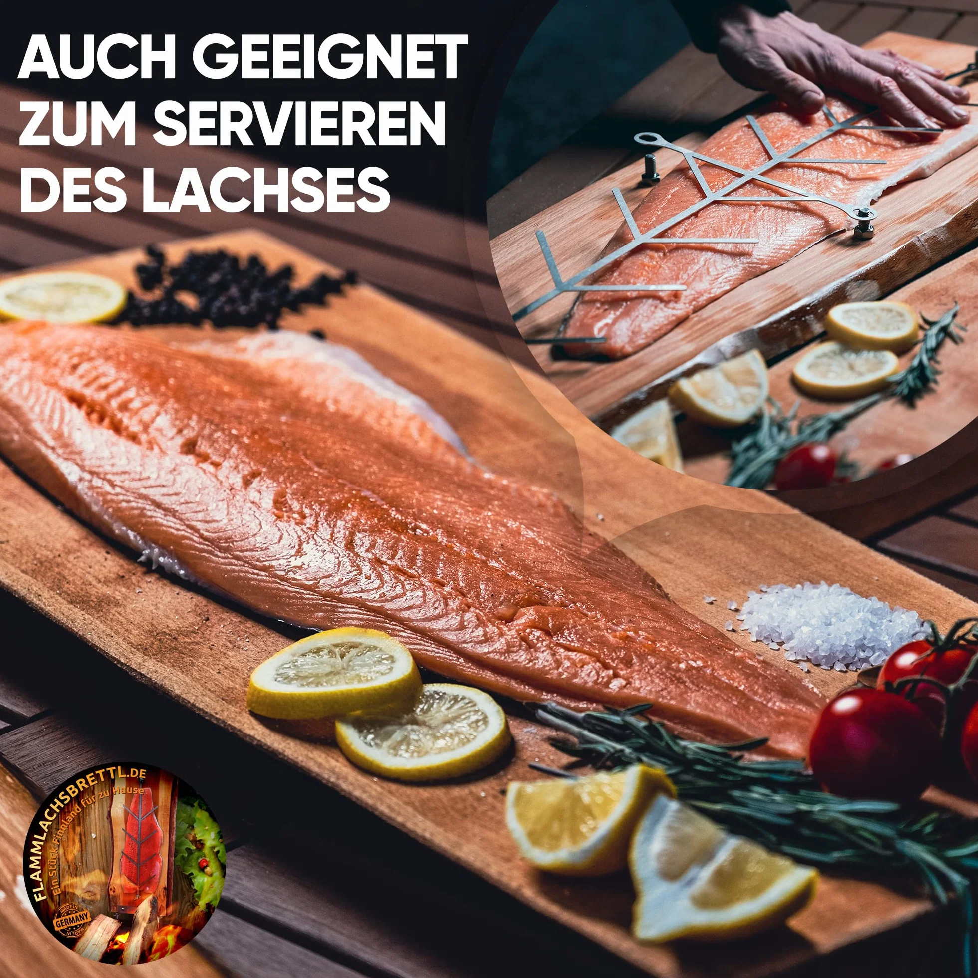 Planche à saumon flammé en hêtre extra large