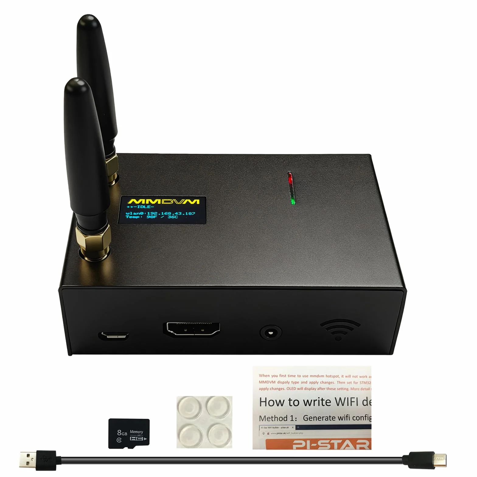Module duplex MMDVM Hotspot Dual Hat V1.5.2 avec écran OLED WiFi Ethernet WLAN Coque aluminium pour Raspberry Pi 3B