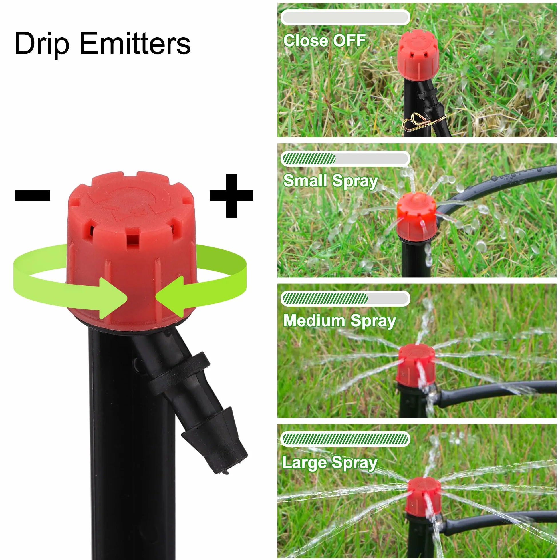 Kit de 90 systèmes d'irrigation goutte à goutte, système d'arrosage automatique à connexion rapide avec buses réglables et arroseurs pour serre de jardin, fleurs, pelouse, plantes en pot