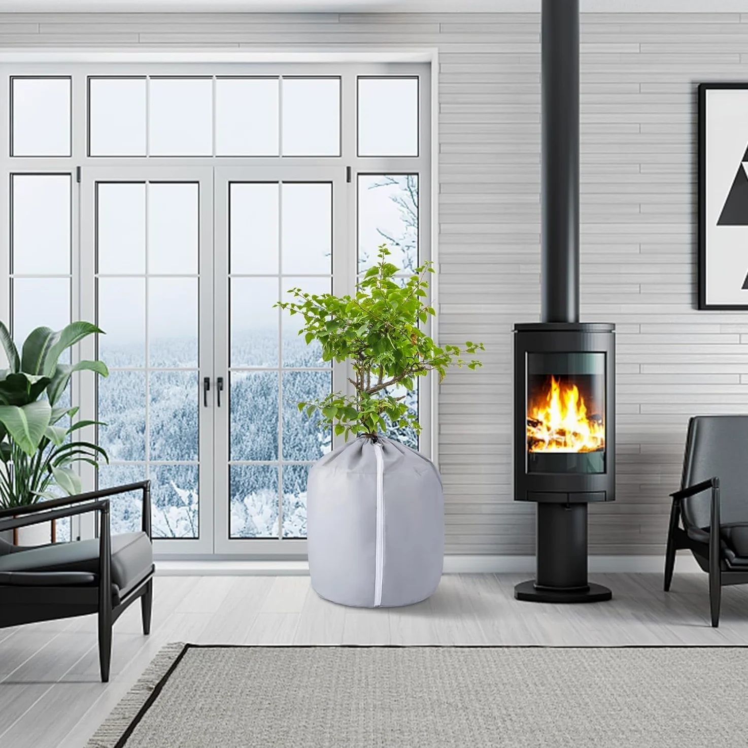 GIONAR 2 Pièces Protege Pot Exterieur - Protection Pot de Fleur Hiver - Housse Hivernage Plante en Pot Réutilisable 70x65cm Grise