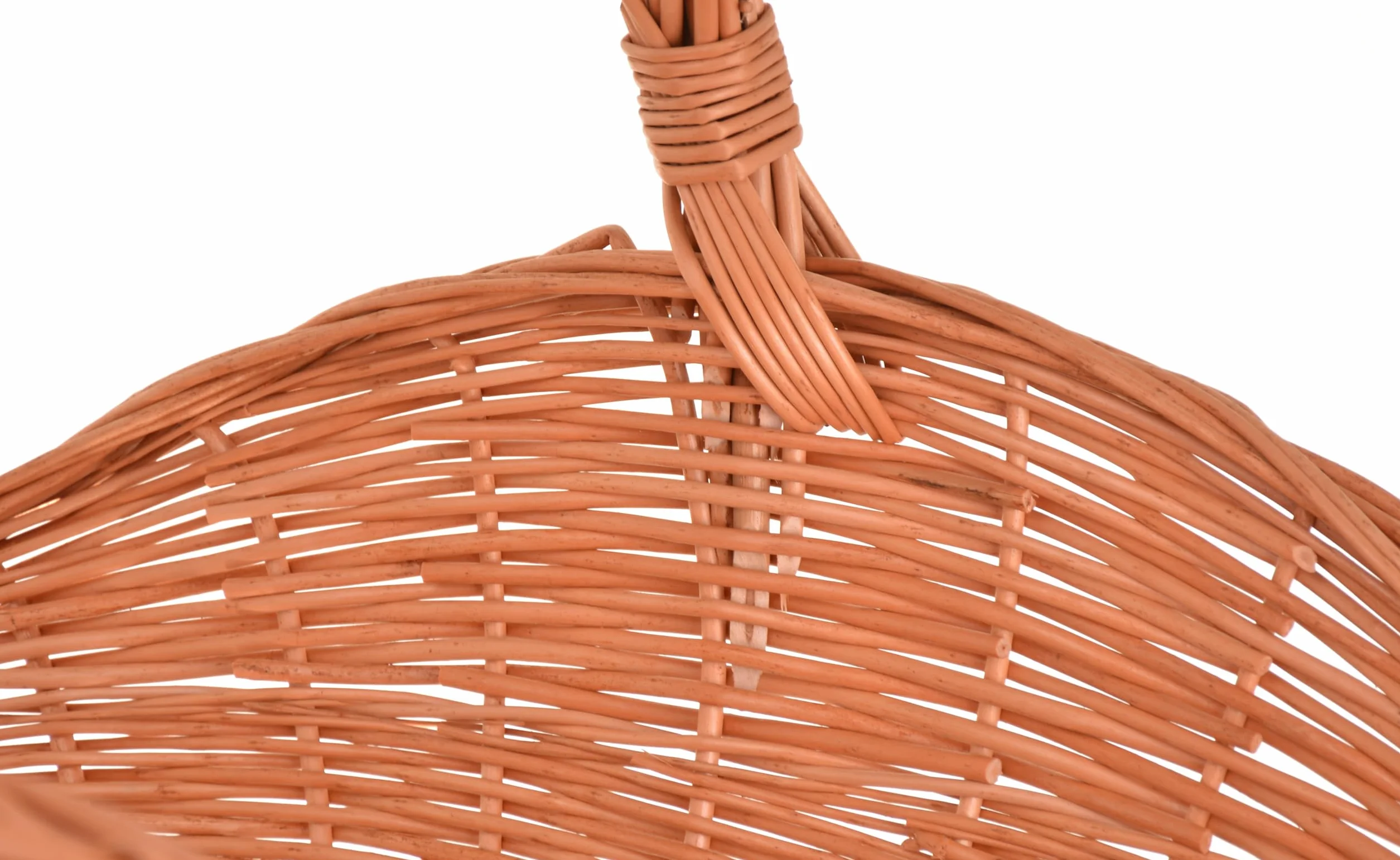 Panier à bois de cheminée en osier naturel fait main avec poignée – Lot de 2