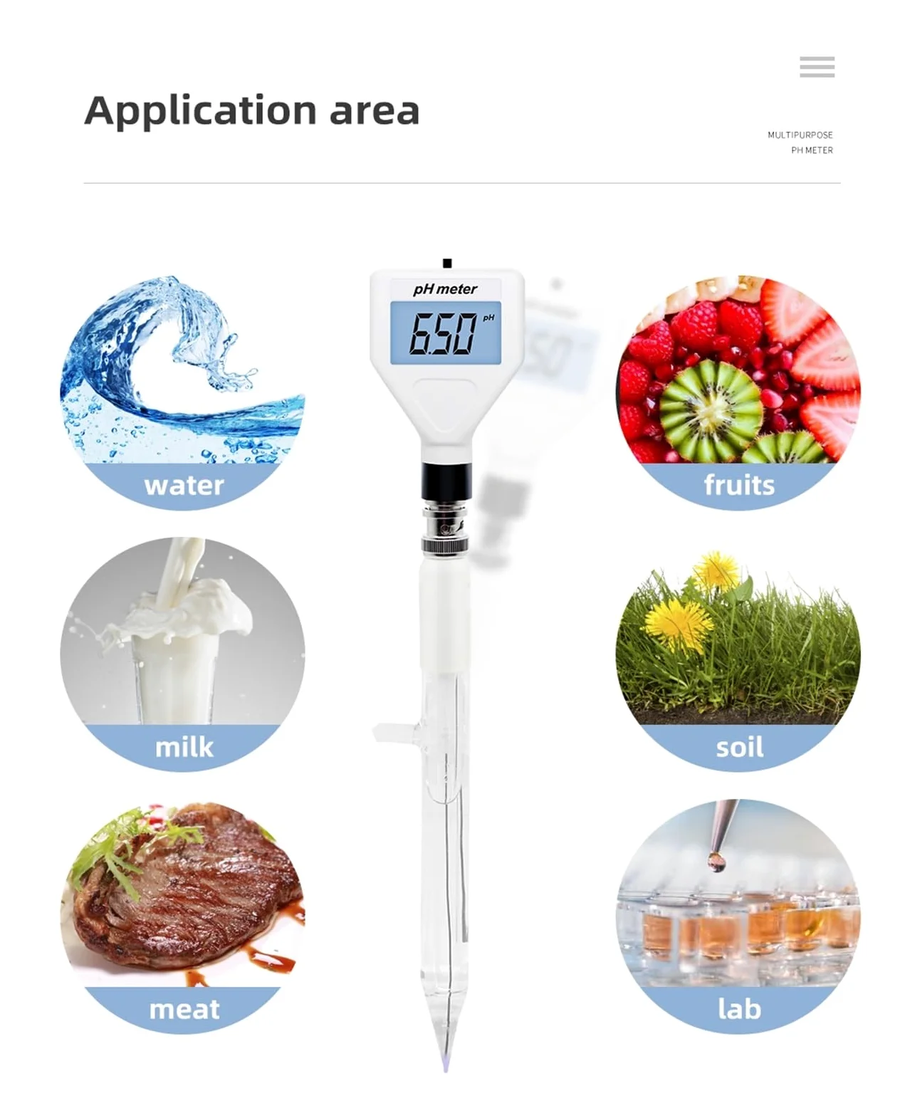 PH-98211 Testeur de pH numérique Multifonction, testeur d'acidité, du Sol avec rétroéclaira Blanc for froma, Viande et Jardinage, Agriculture