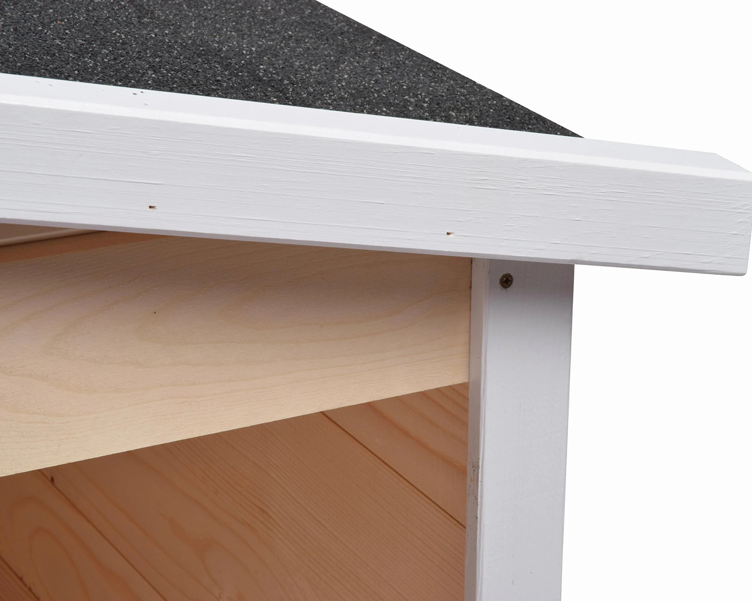 dobar® Garage pour Robot Tondeuse, en Bois, en kit, avec Toit bitumé, 76 x 68 x 52 cm, Naturel/Blanc