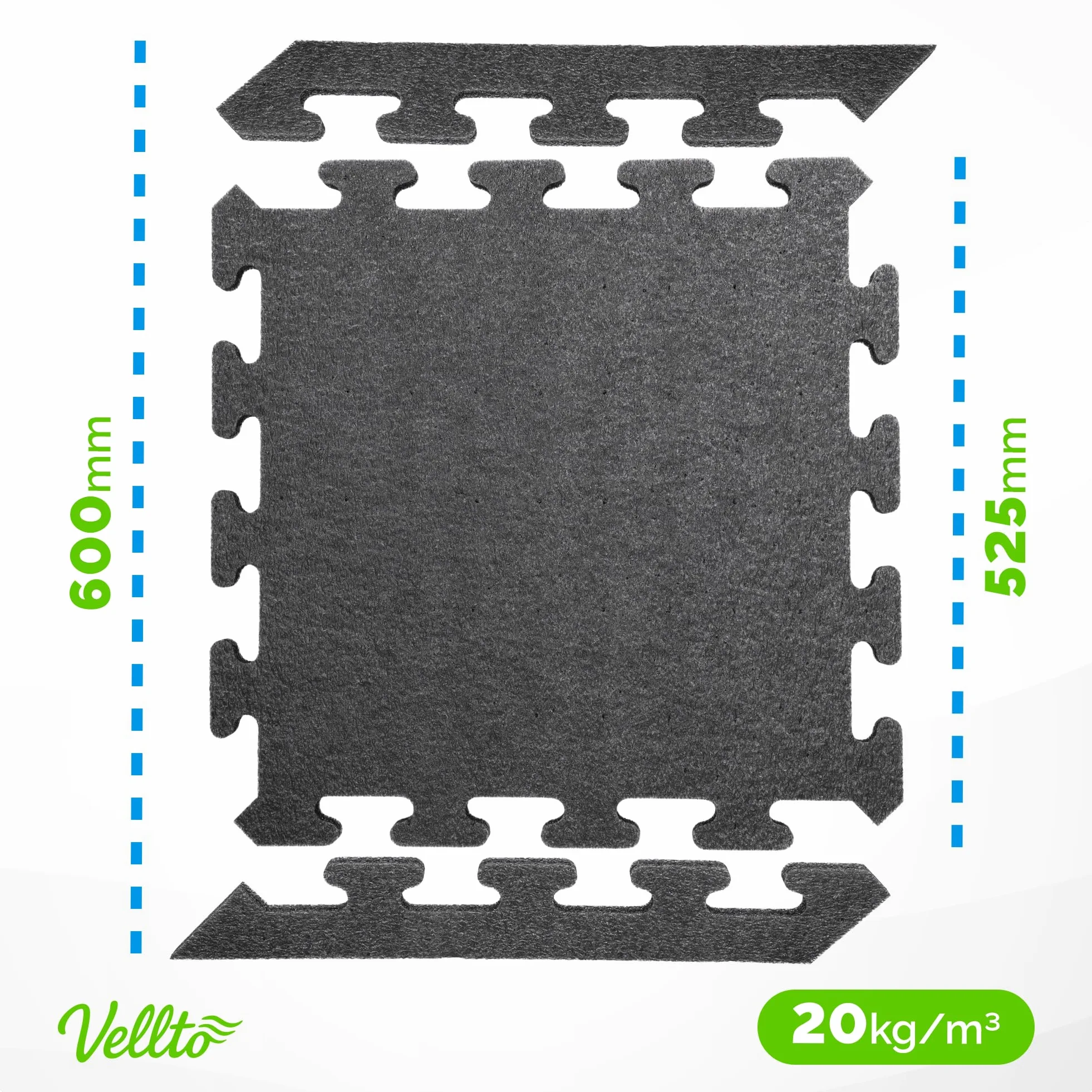 Dalle Mousse 1088 mm x 1088 mm 2 cm Épaisseur Tapis 12x Puzzle Protection Sol Fitness Piscine Fond Revêtement Modulaire Amortissant Imperméable sous-Couche Système Emboîtable Doux
