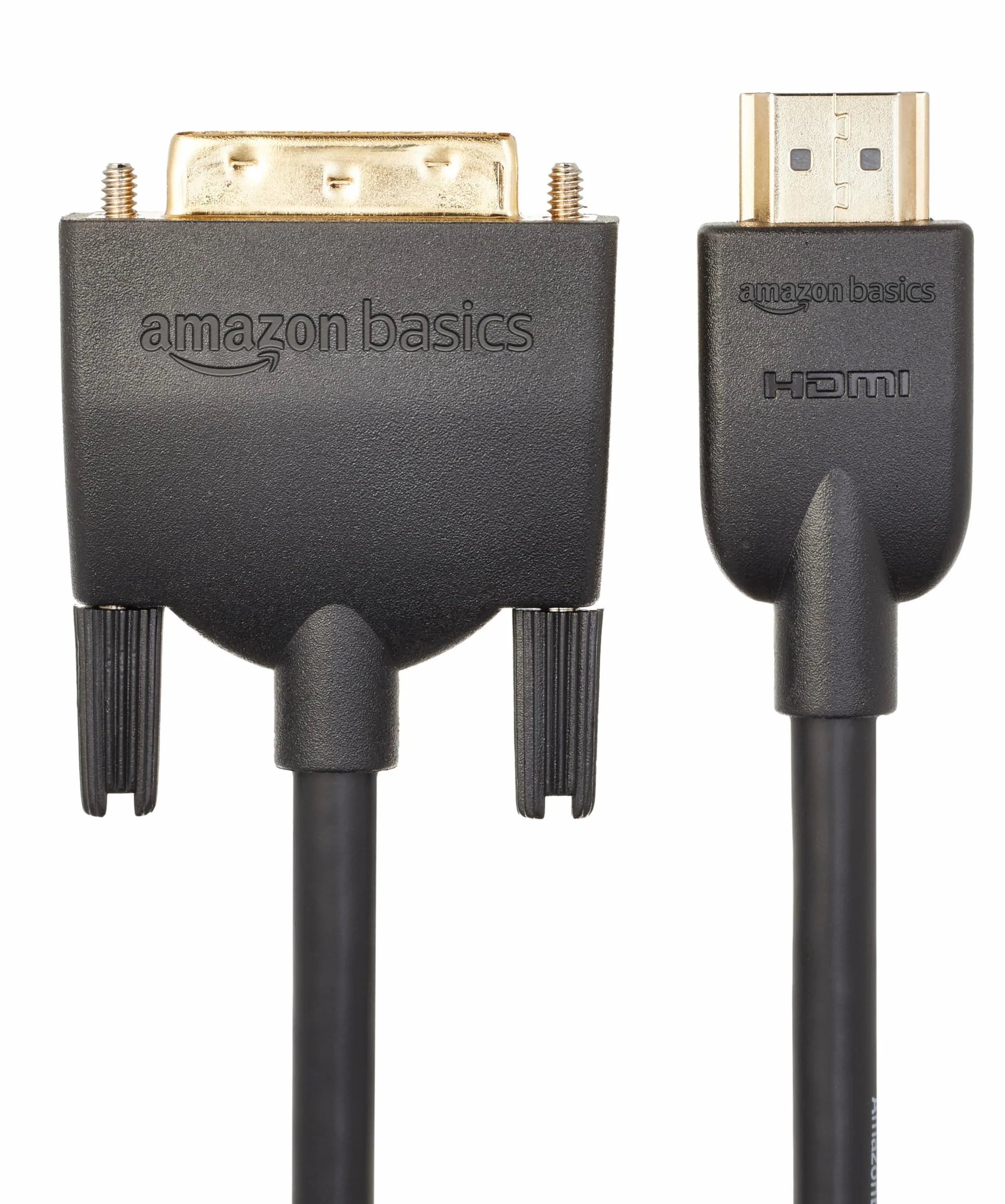 Amazon Basics Câble adaptateur HDMI-A vers DVI, Bidirectionnel 1080P, Plaqué or, 0.9 m, Noir
