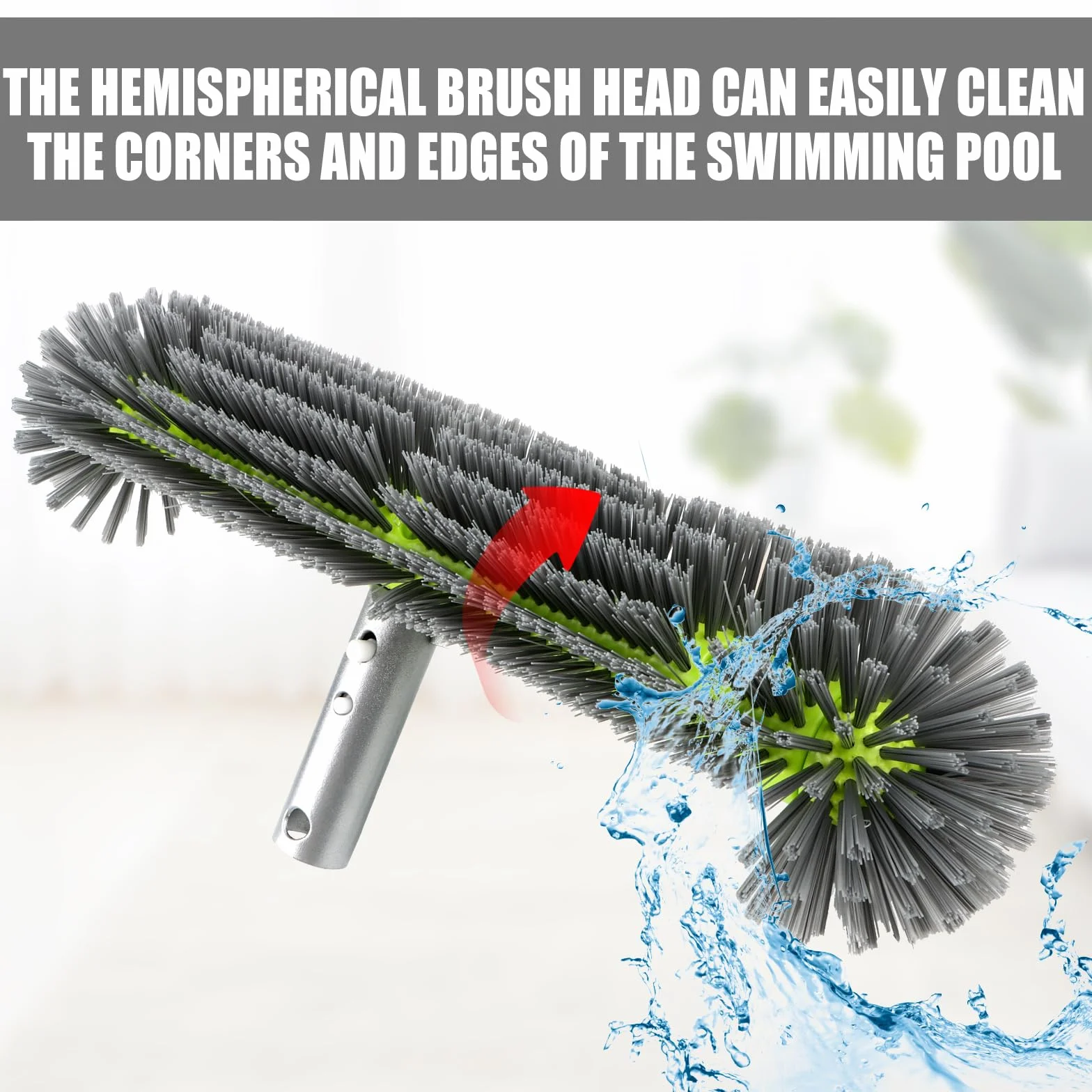 Brosse de nettoyage pour piscine 43 cm Poils avant Clip EZ Poignée aluminium