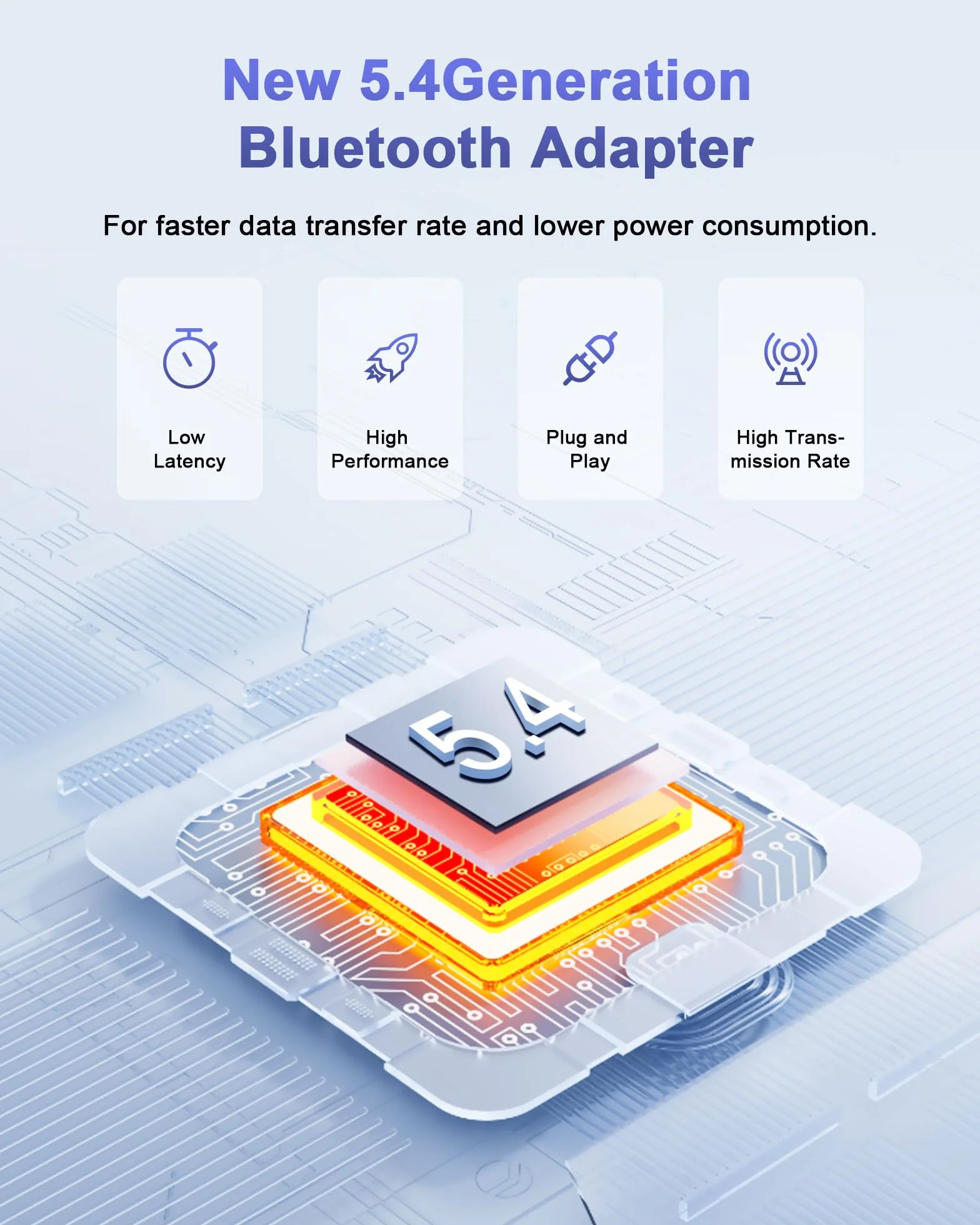 RUIZHI Adaptateur Bluetooth USB 5.4 Dongle pour PC Casque Souris Clavier Windows 11/10/8.1/7