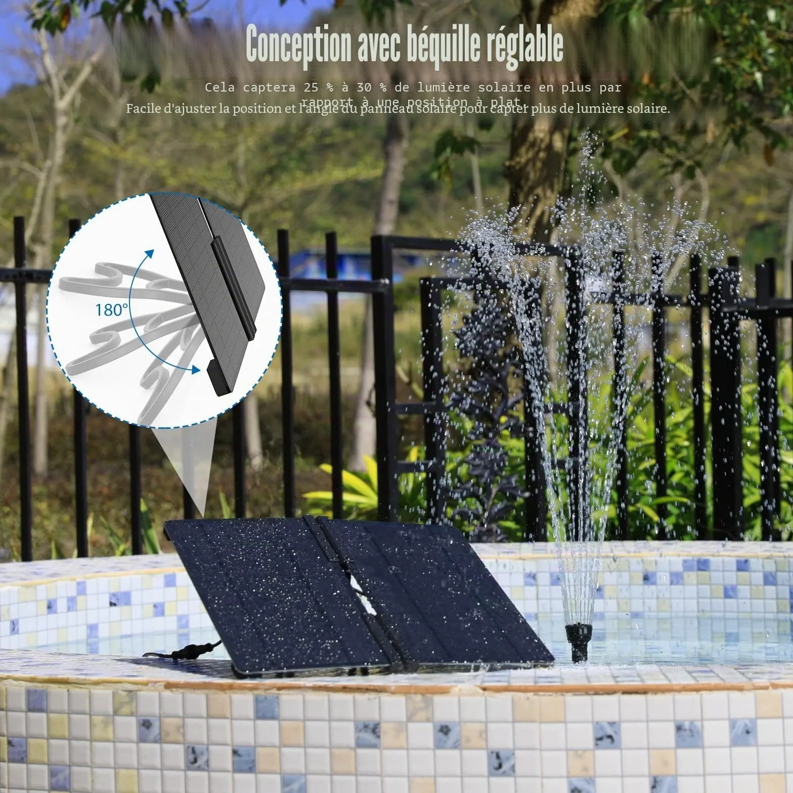 AISITIN Fontaine Solaire DIY 20 W | Pompe avec 6 Buses pour Jardin Étang Jeu d'Eau