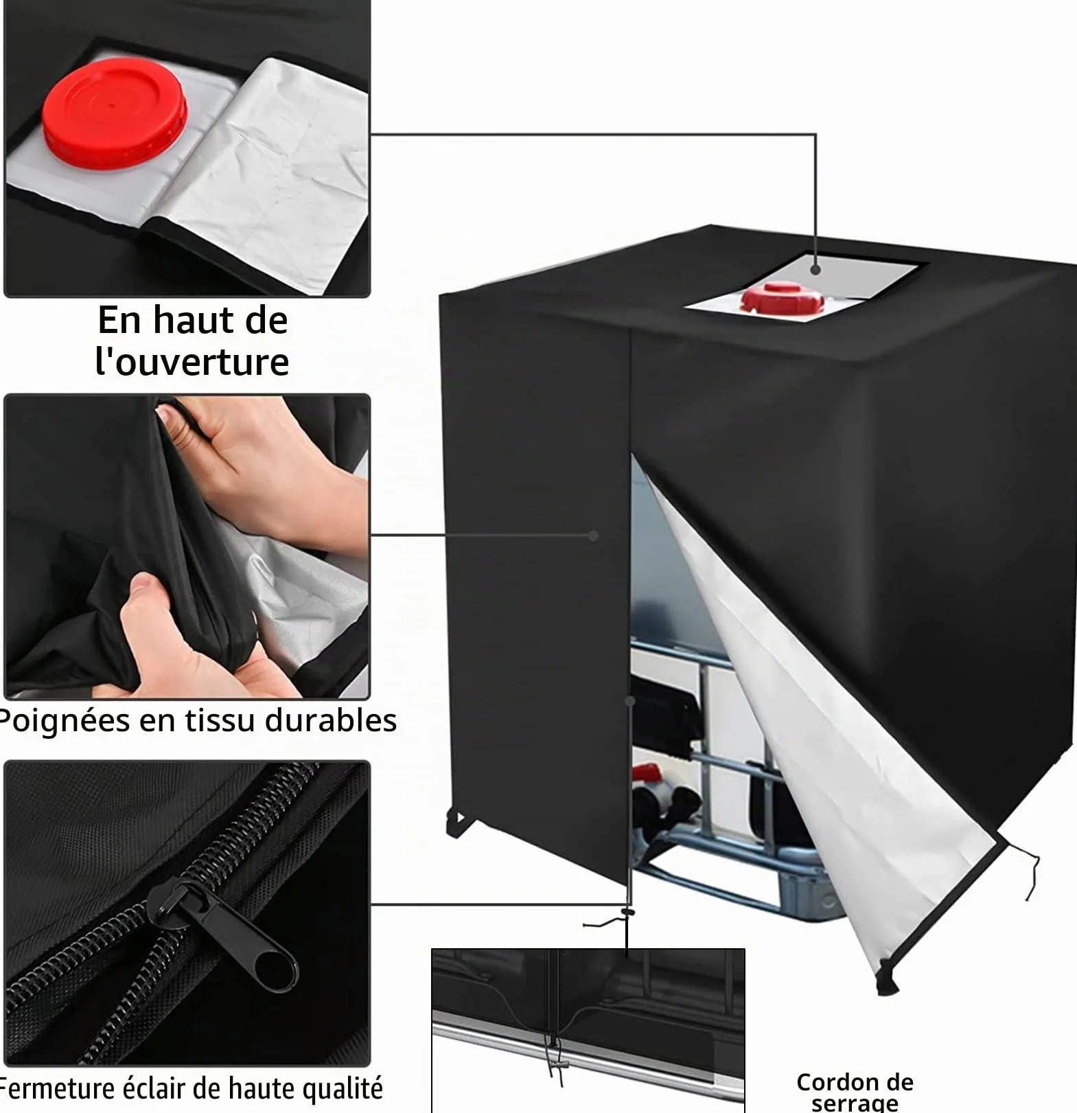 Bâche Réservoir Eau IBC 1000 L Couverture Container Citerne Anti-UV Résistant Déchirure