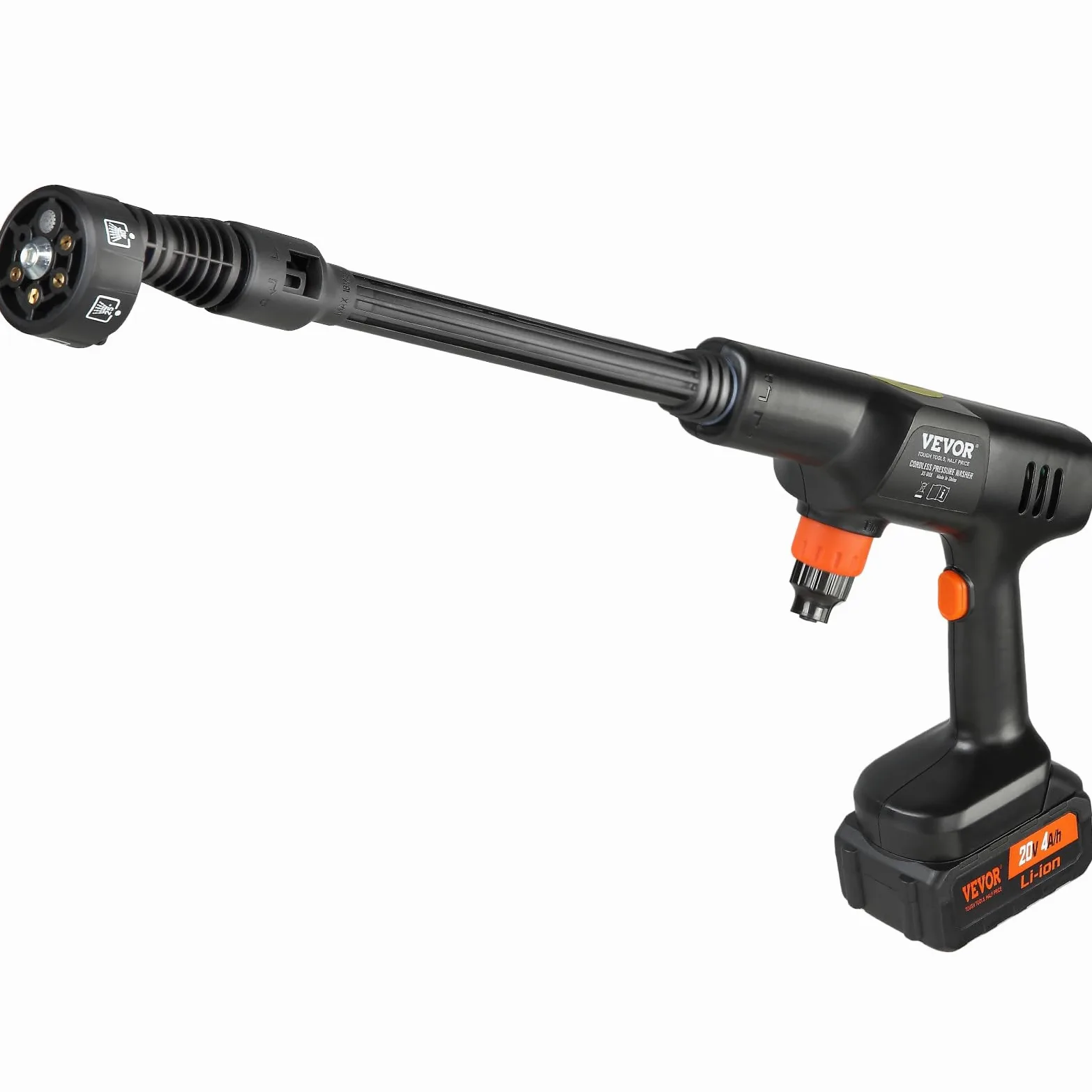 VEVOR Nettoyeur Haute Pression sur Batterie sans Fil 21 V Nettoyeur Haute Puissance Portable 652 PSI 50 bar Laveuse Électrique 3,5 L/min Batterie 4,0 Ah Chargeur pour Nettoyage Terrasse Jardin Voiture