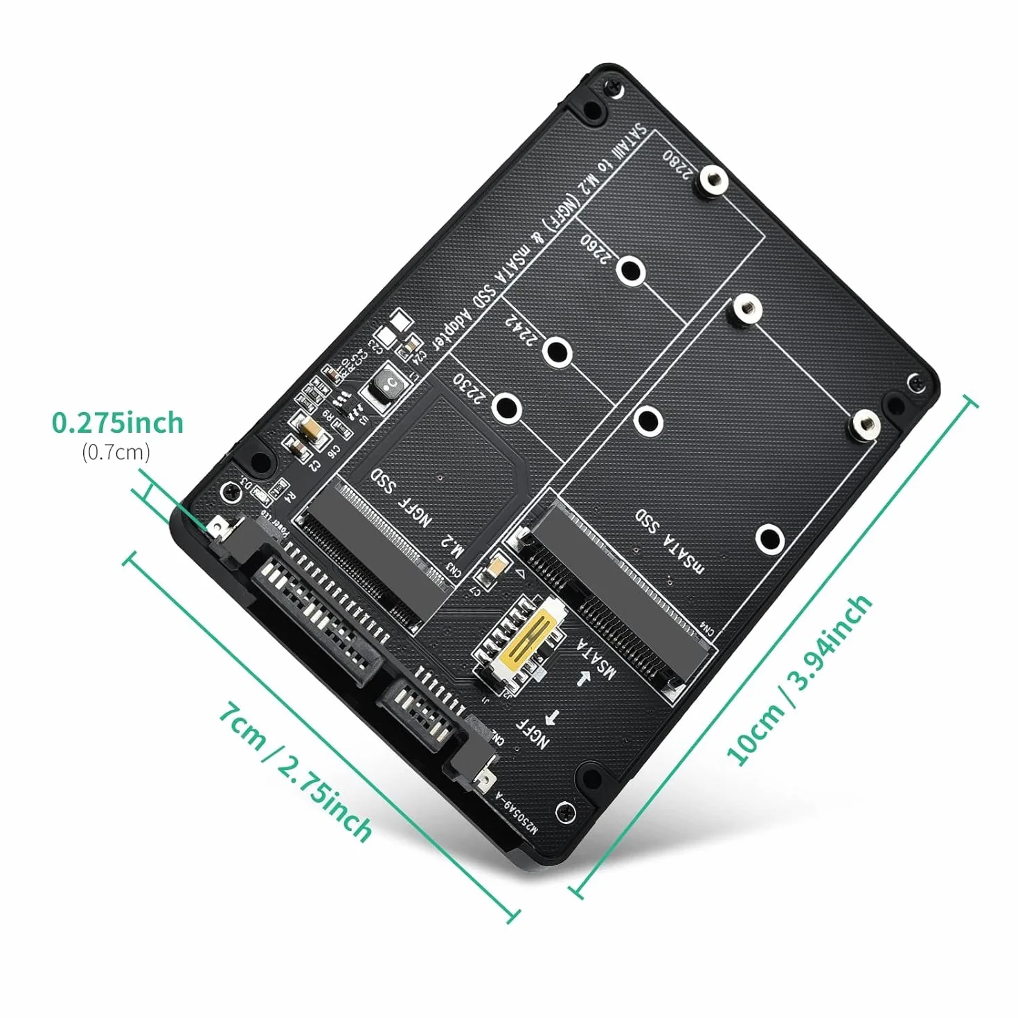 ELUTENG Adaptateur M.2 SATA vers 2,5" SATA 3.0, Compatible MSATA/M.2 NGFF 2280 2260 2242 2230, Clé B/B&M