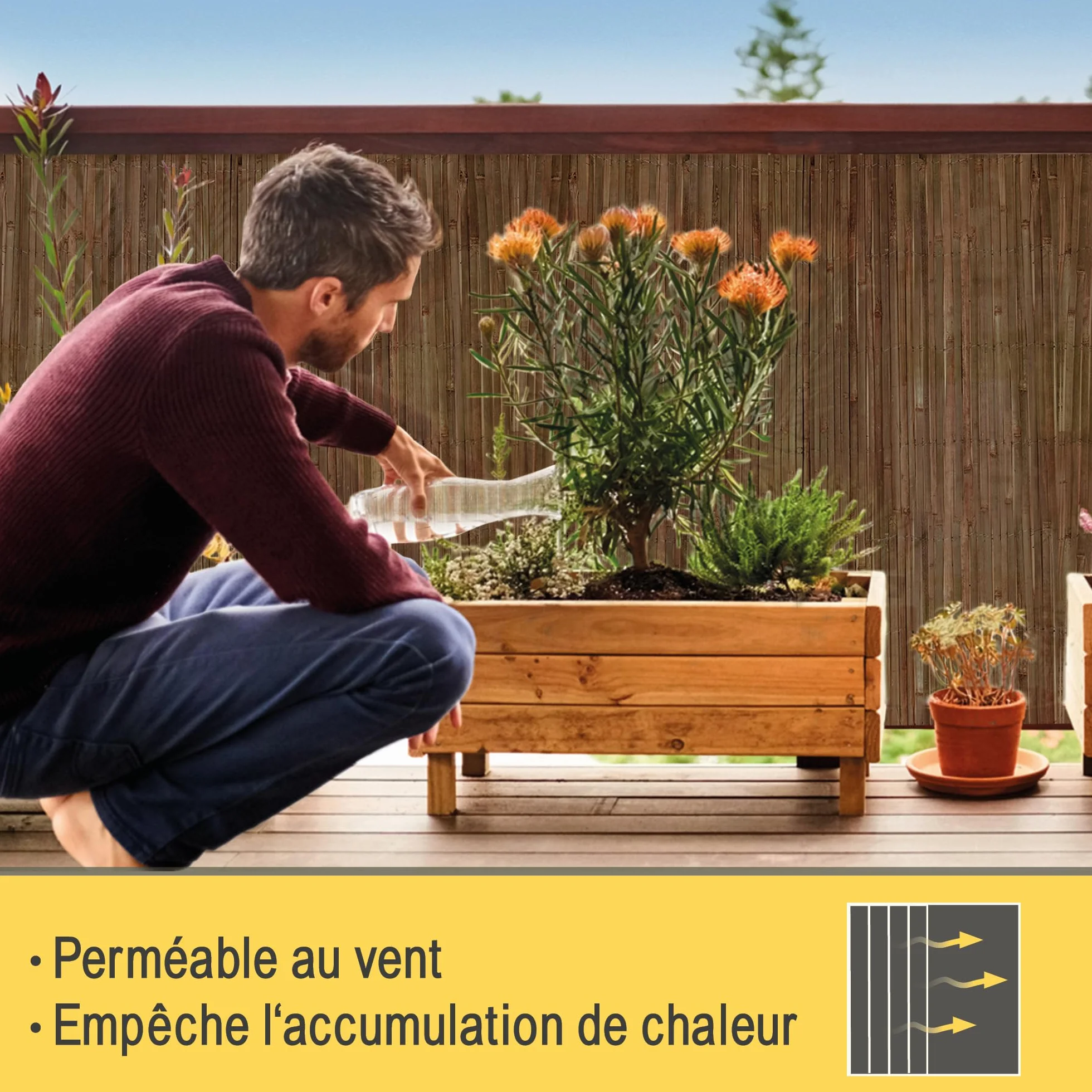 Canisse Bambou Balcon Brise Vue 120x600 cm Marron Foncé Sole Royal – Palissade Jardin Exterieur