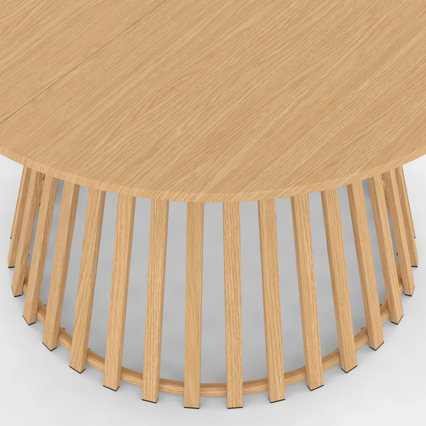 Table de Jardin Ronde SOLAL 120 cm 6 Personnes Pied Lattes Métal Effet Bois