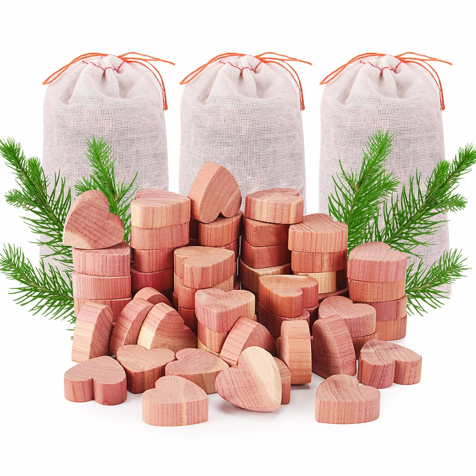 Yizhet Lot de 53 Boules en Bois de Cèdre Anti Mites Textiles Naturel