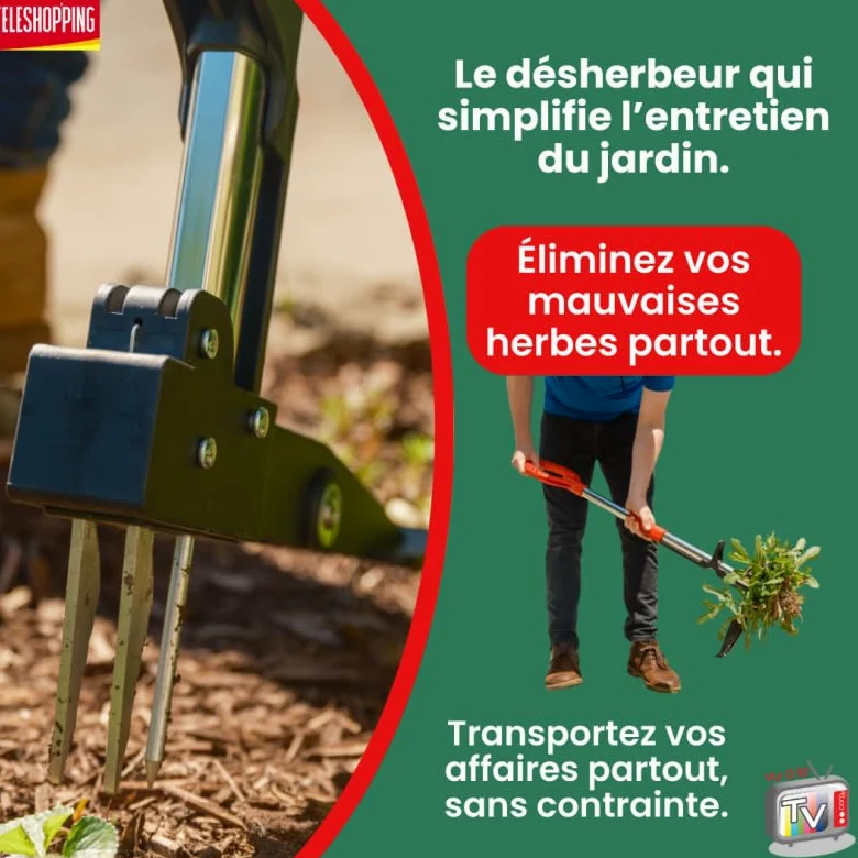 Venteo Desherbeur Manuel à Pédale en Kit | Outillage Jardin Professionnel | Outil Multifonction pour Extraction Racines Pissenlit | Entretien Gazon Sols Extérieurs Alternative aux Outils de Coupe