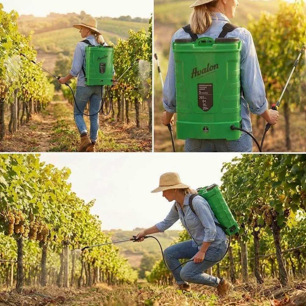 Avalon - Pulvérisateur à Dos à Pression à 2 lances avec Batterie Rechargeable, réservoir 16 l, lances INOX Vert